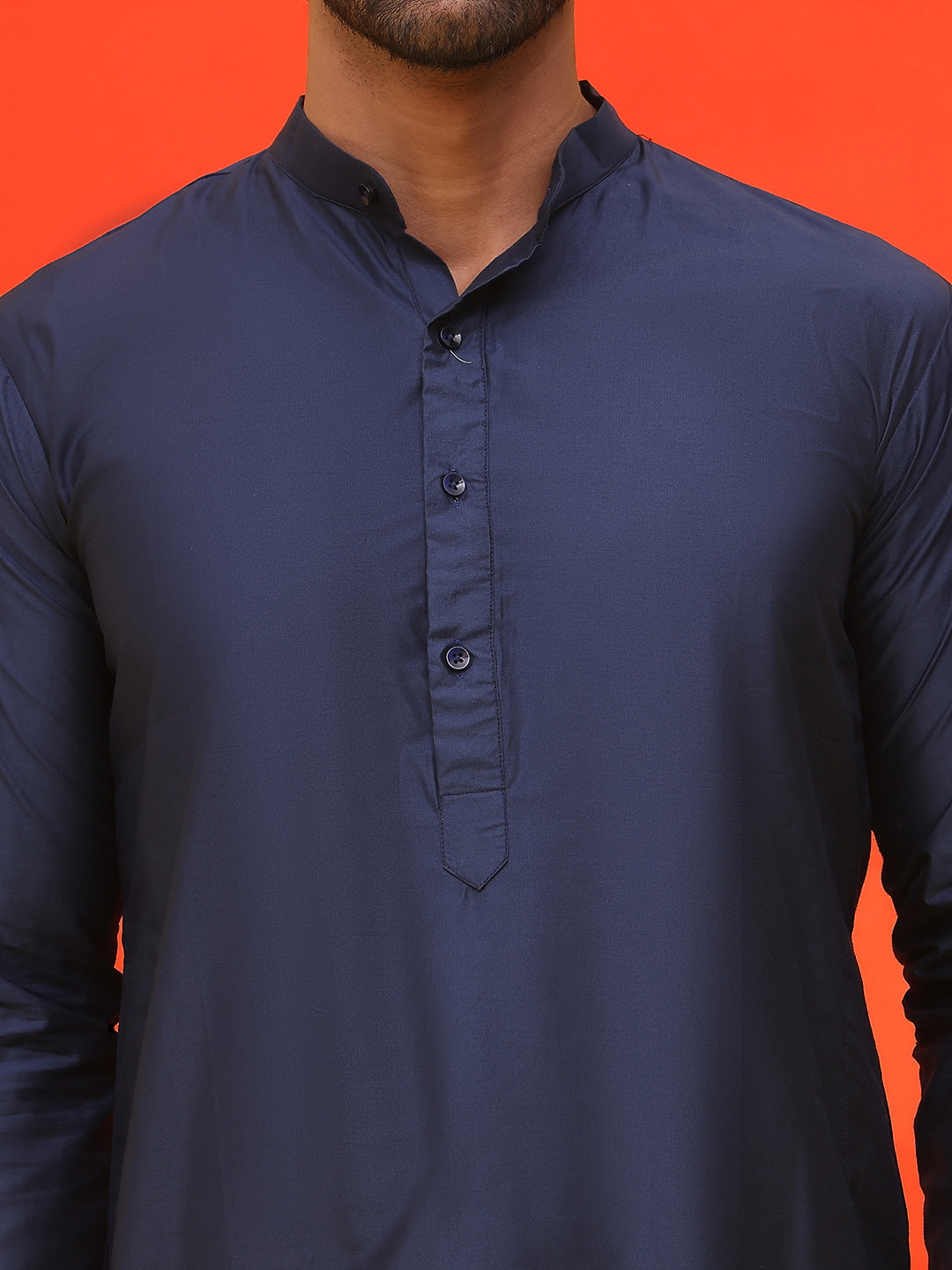 Embroidered Nehru Jacket With Solid Kurta Pyjama ( JOKPWC 592N 4127 Navy )