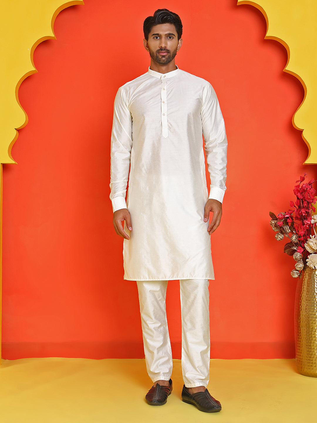 Embroidered Nehru Jacket With Solid Kurta Pyjama Set ( JOKPWC 592W 4110 Black )
