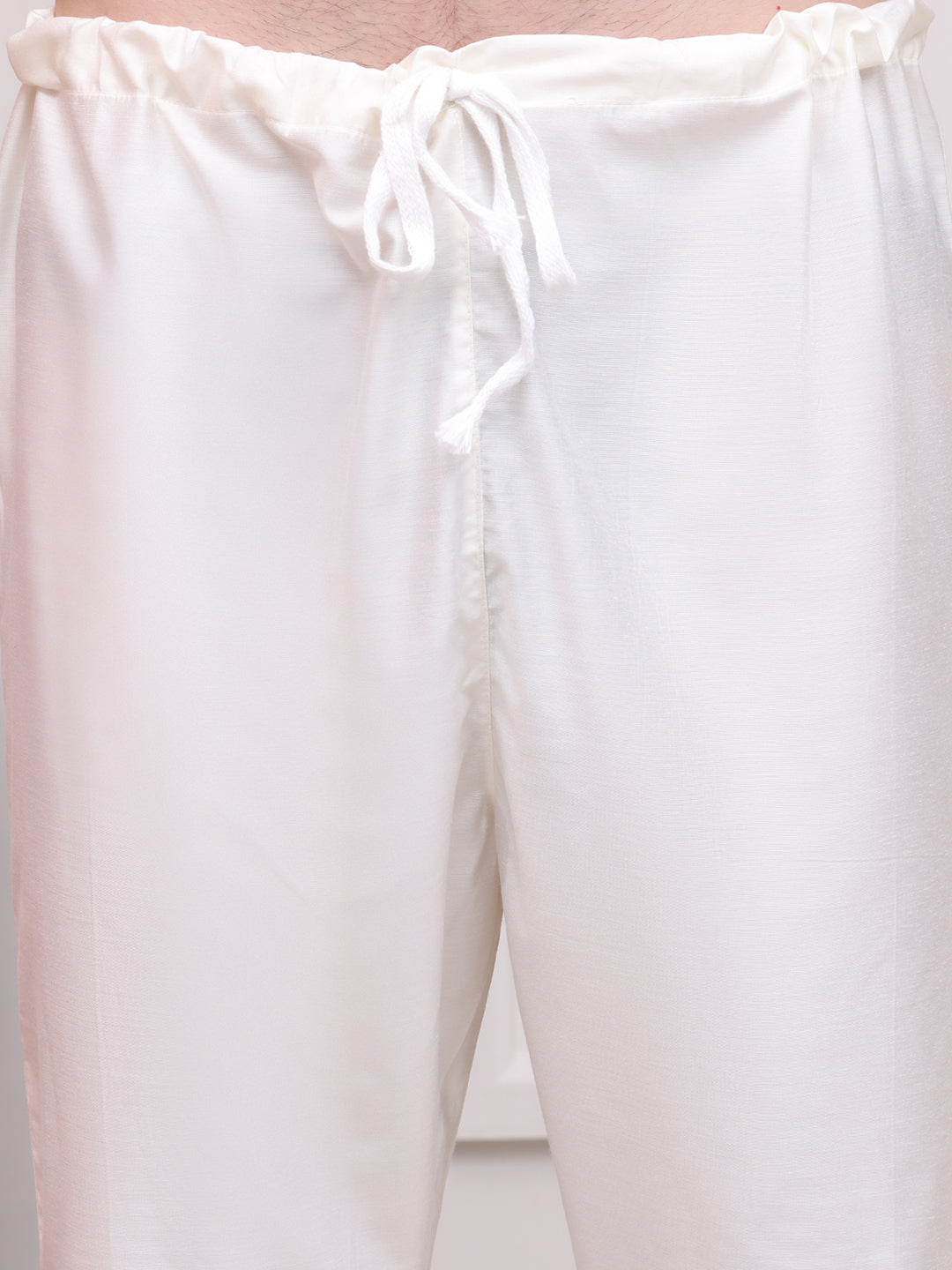 Men's Woven Design Nehru Jacket With Solid Kurta Pyjama ( JOKPWC 592W 4114White )