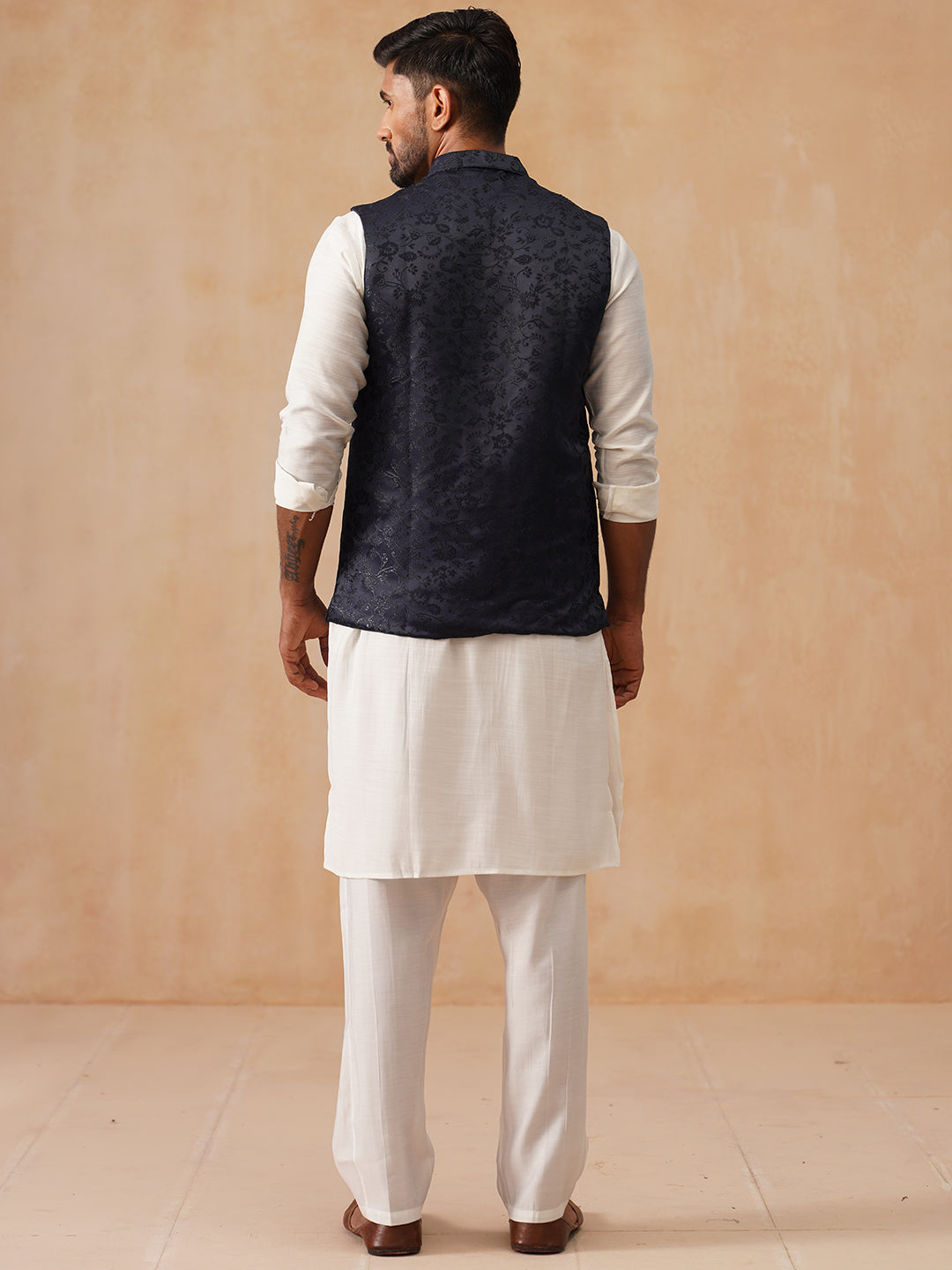 Nehru Jacket with Kurta Pyjama for Men ( JOKPWC 592W 4135 Navy )