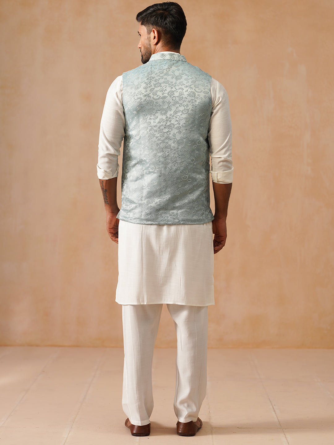 Nehru Jacket with Kurta Pyjama for Men ( JOKPWC 592W 4135 Sky )
