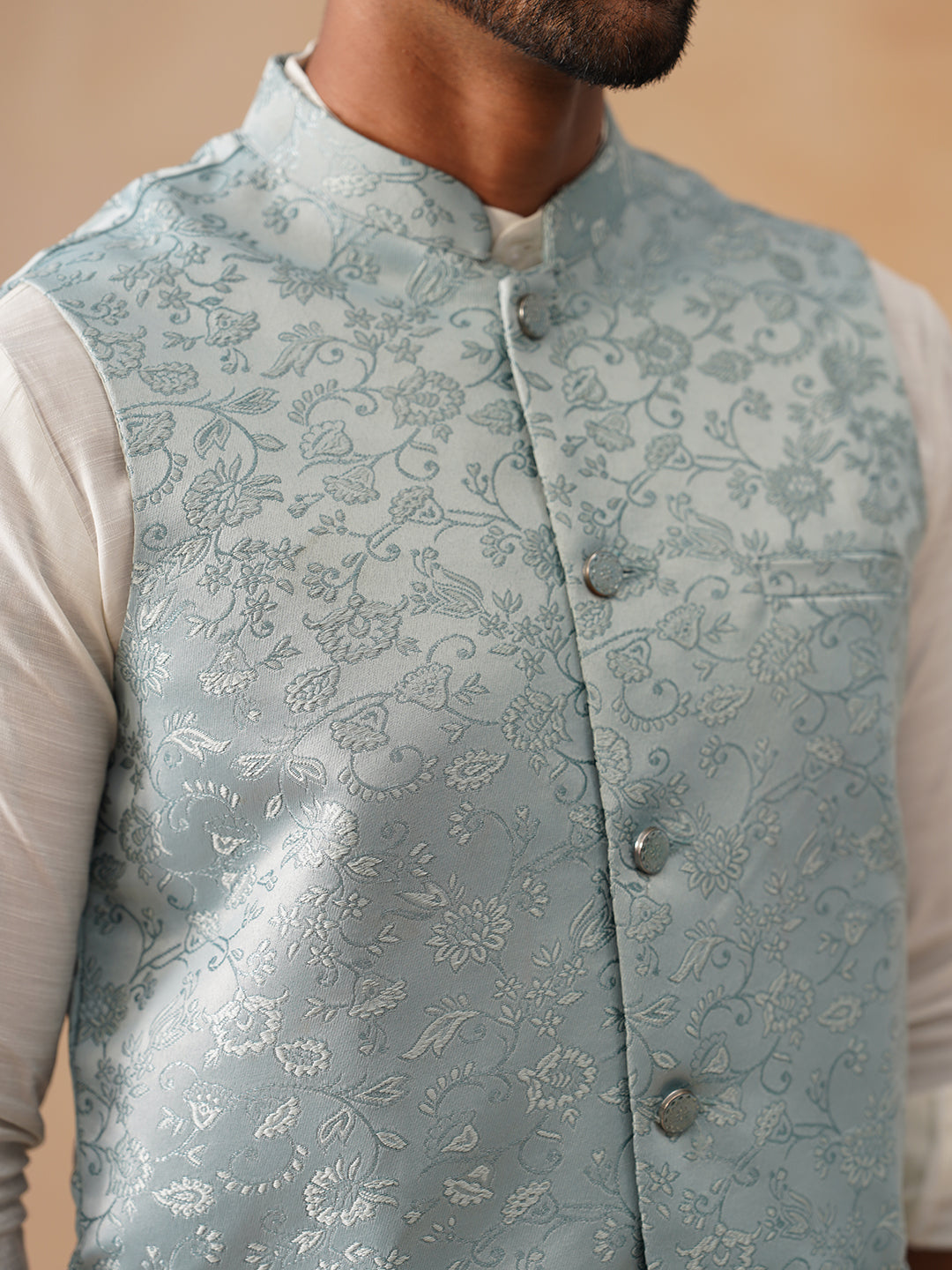 Nehru Jacket with Kurta Pyjama for Men ( JOKPWC 592W 4135 Sky )