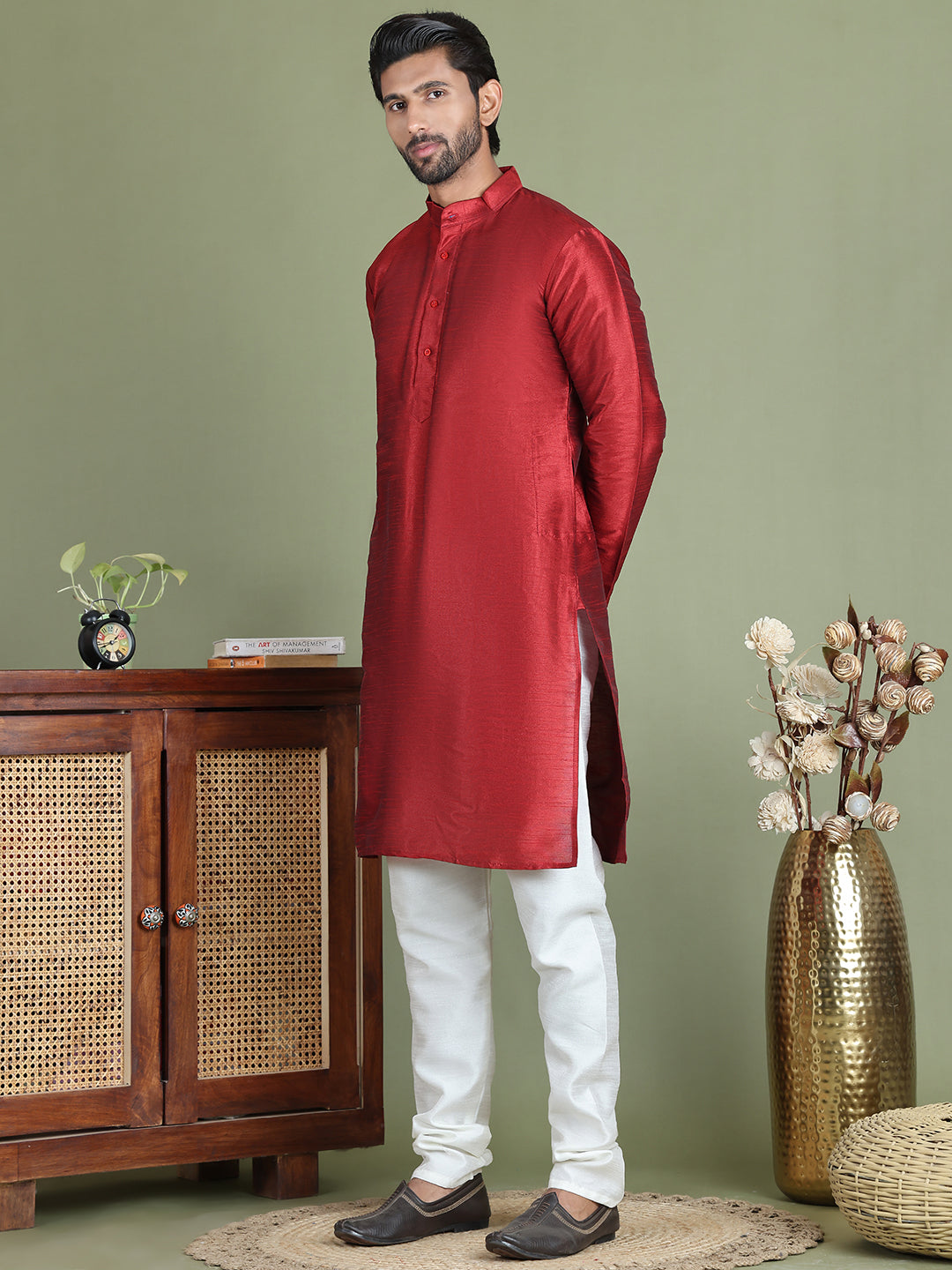 Woven Design Nehru Jacket With Solid Kurta Pyjama for Men ( JOKPWC 636M 4005Golden )