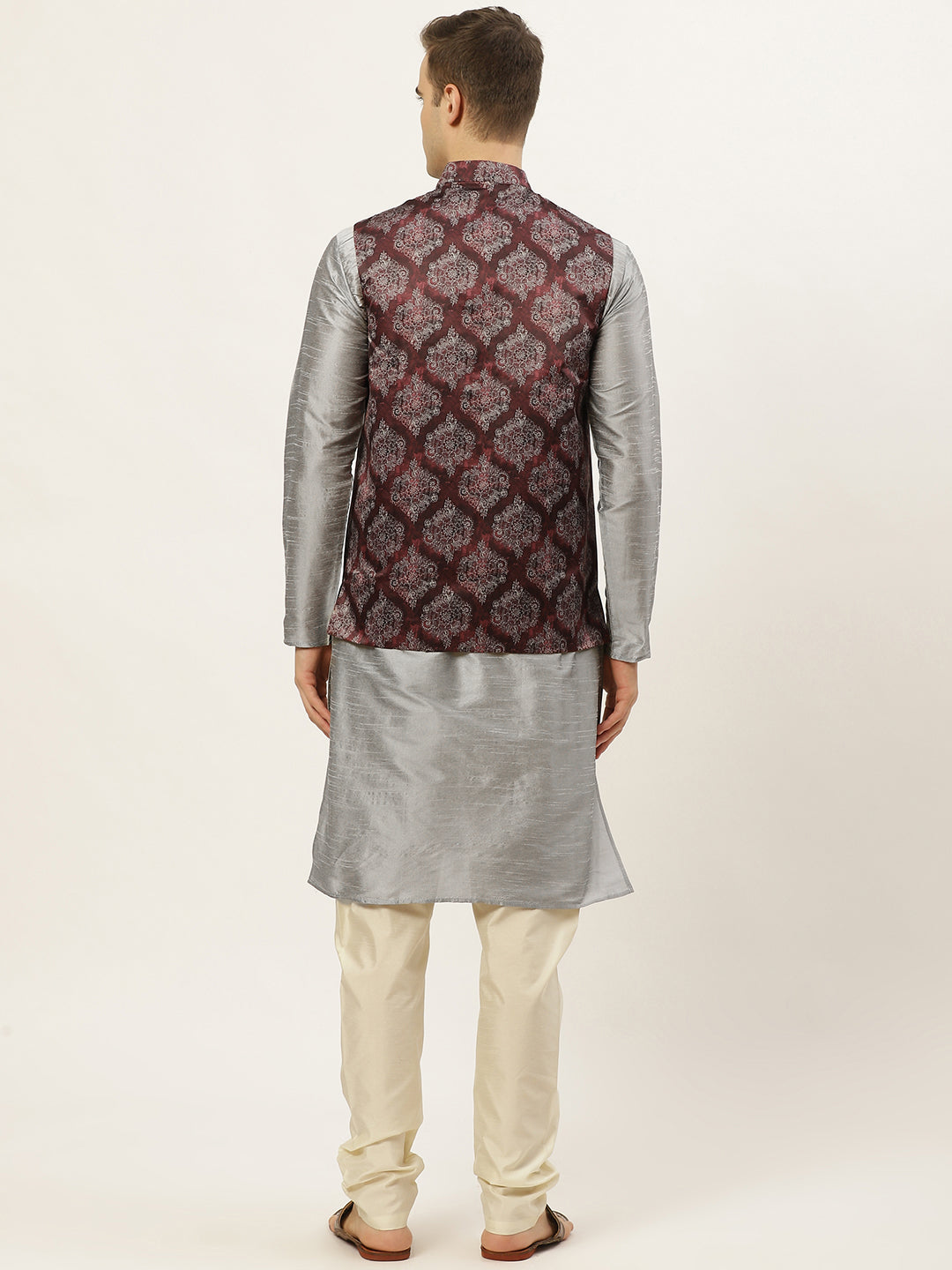Men's Printed Nehru Jacket and Kurta Pyjama Set