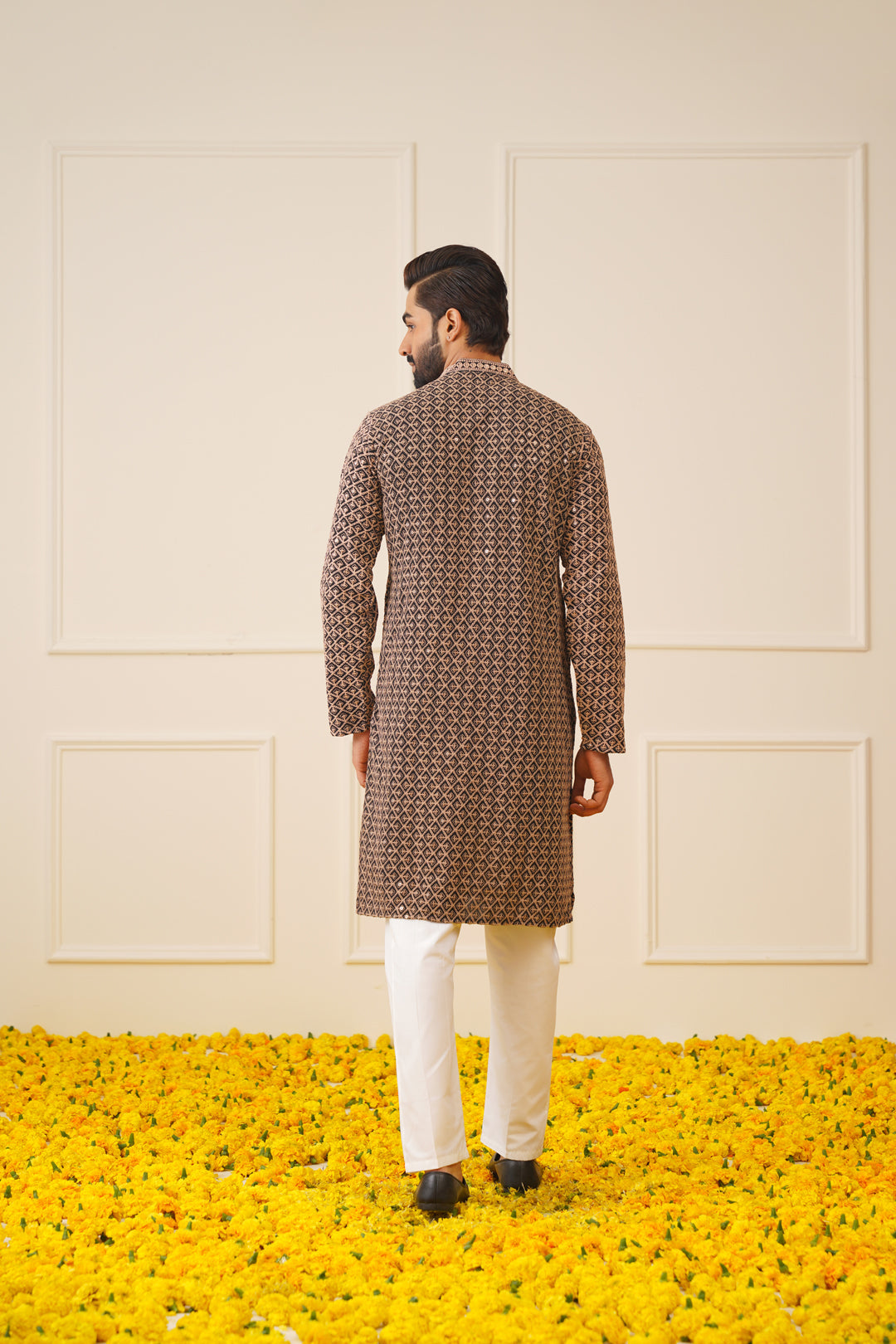 Sequin Embroidered Pure Cotton Kurta with Pyjamas