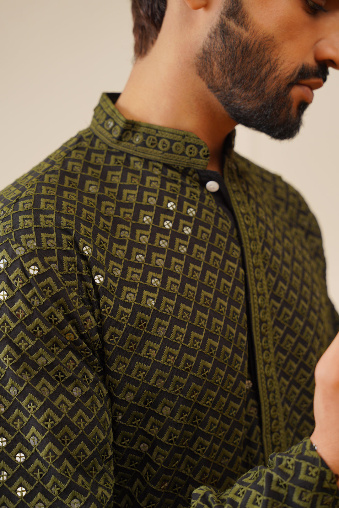 Sequin Embroidered Pure Cotton Kurta only