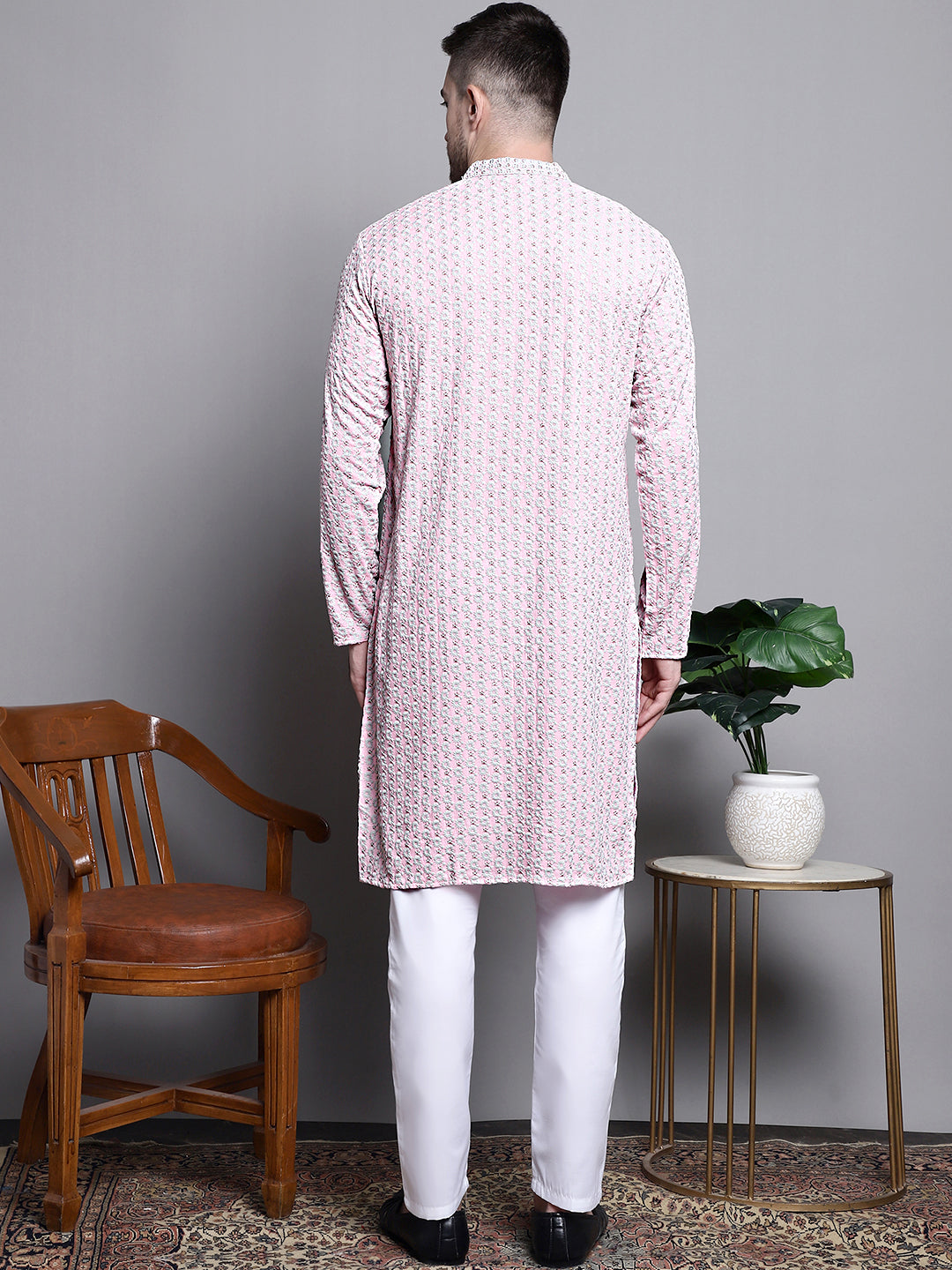 Sequin Embroidered Pure Cotton Kurta with Pyjamas