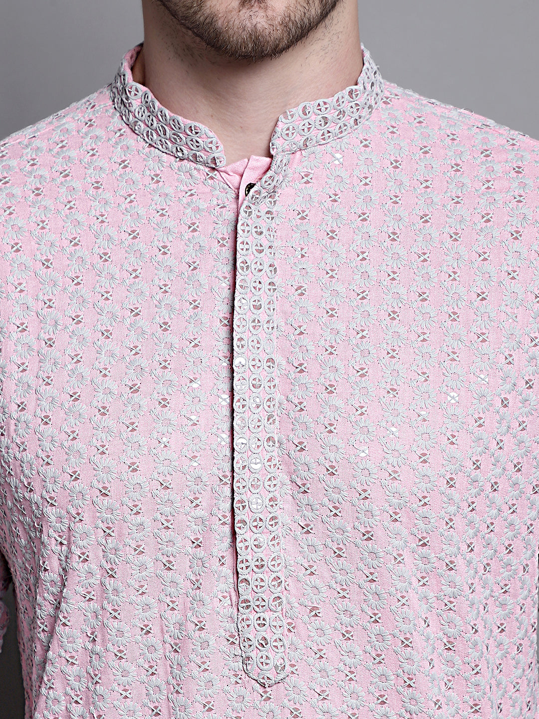 Sequin Embroidered Pure Cotton Kurta with Pyjamas