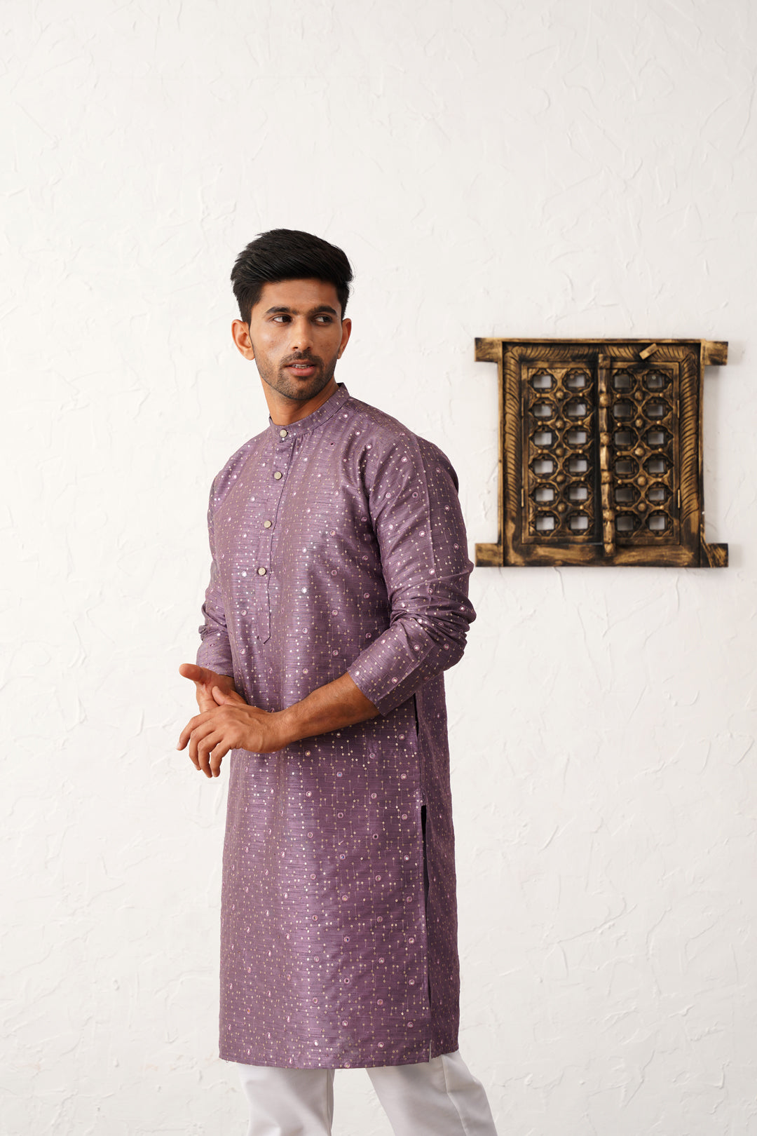 Men's Embroidered Mirror Work Kurta Payjama Sets