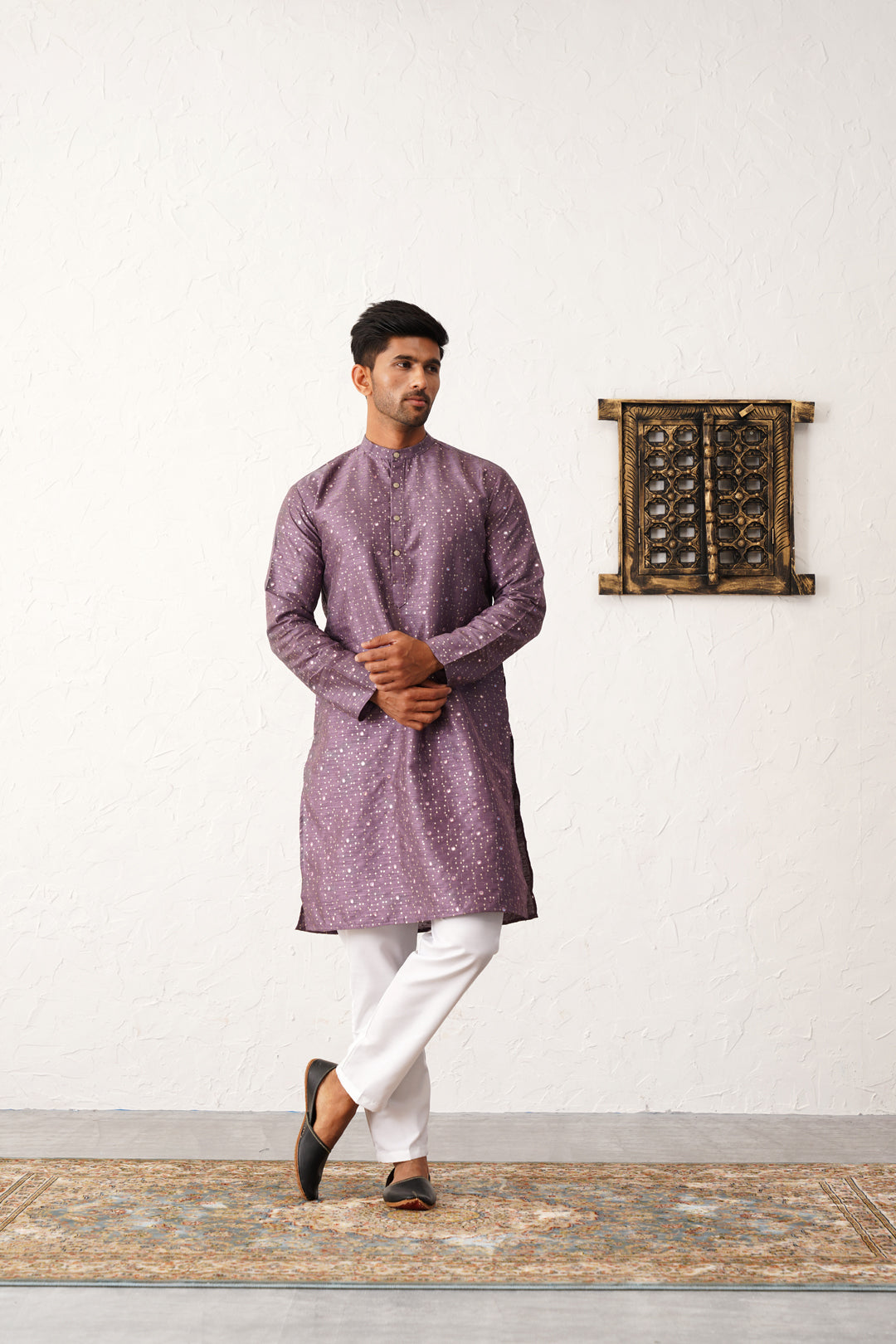 Men's Embroidered Mirror Work Kurta Payjama Sets