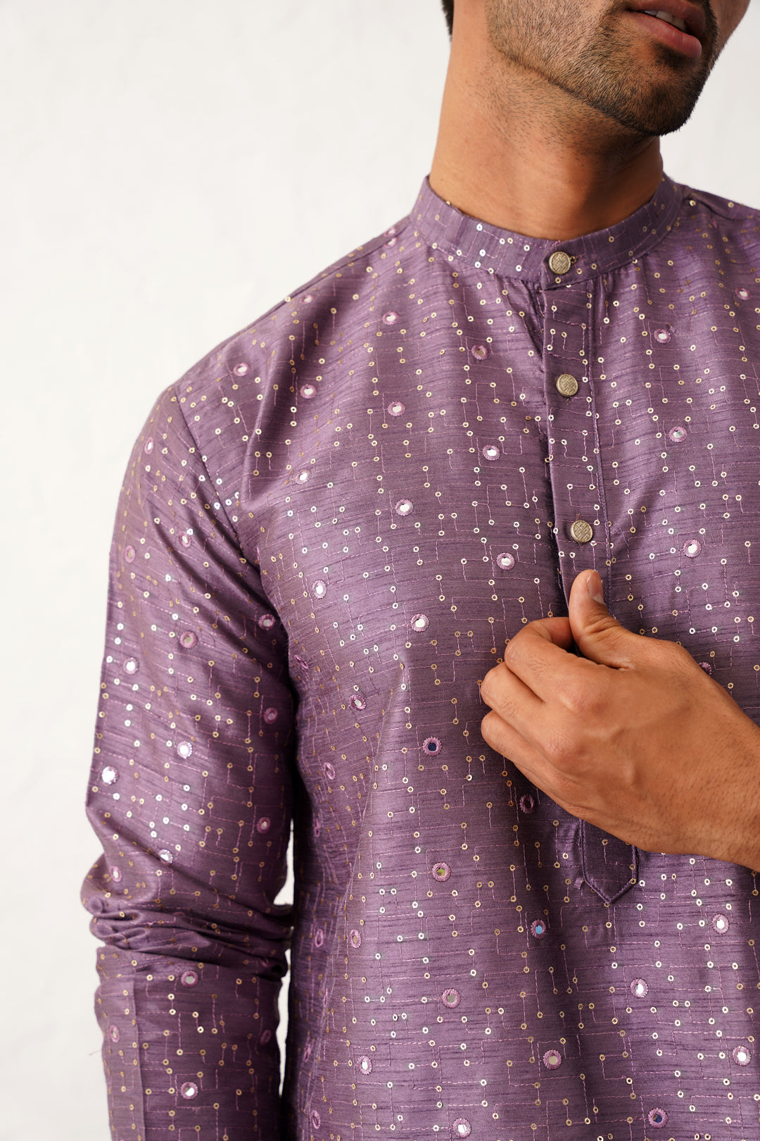 Men's Embroidered Mirror Work Kurta Payjama Sets