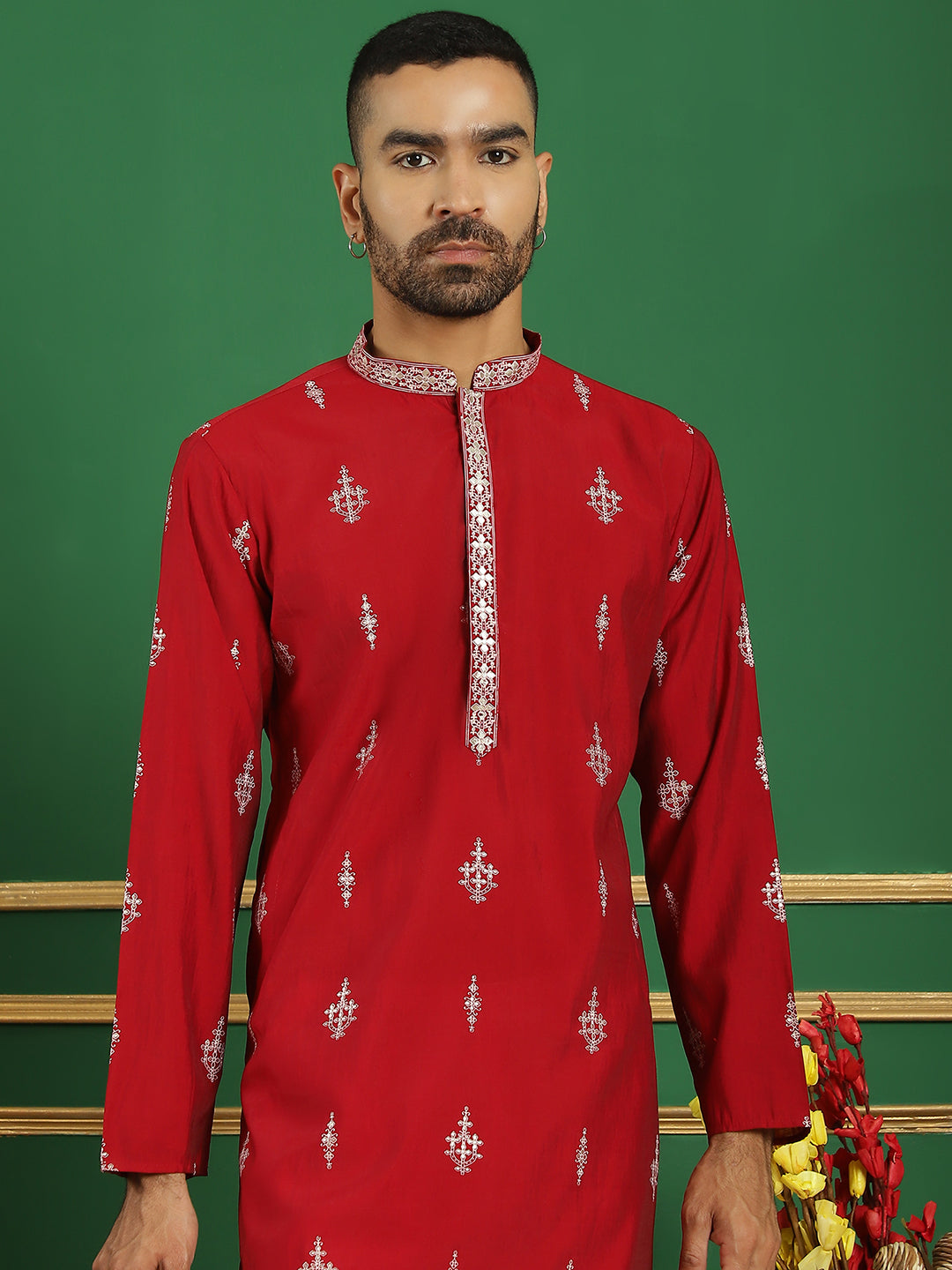 Men's Foil Printed Kurta with Pyjama