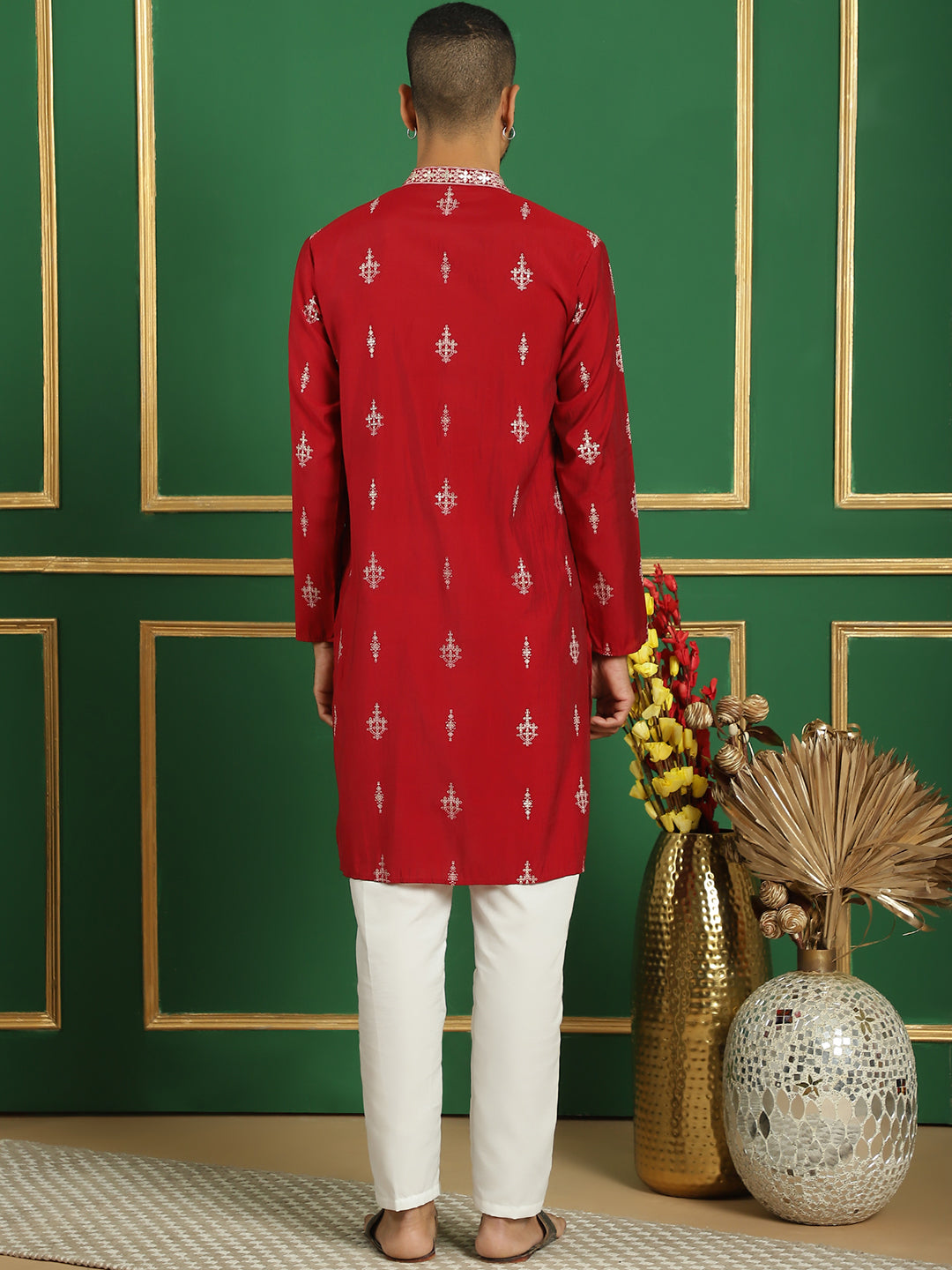 Men's Foil Printed Kurta with Pyjama