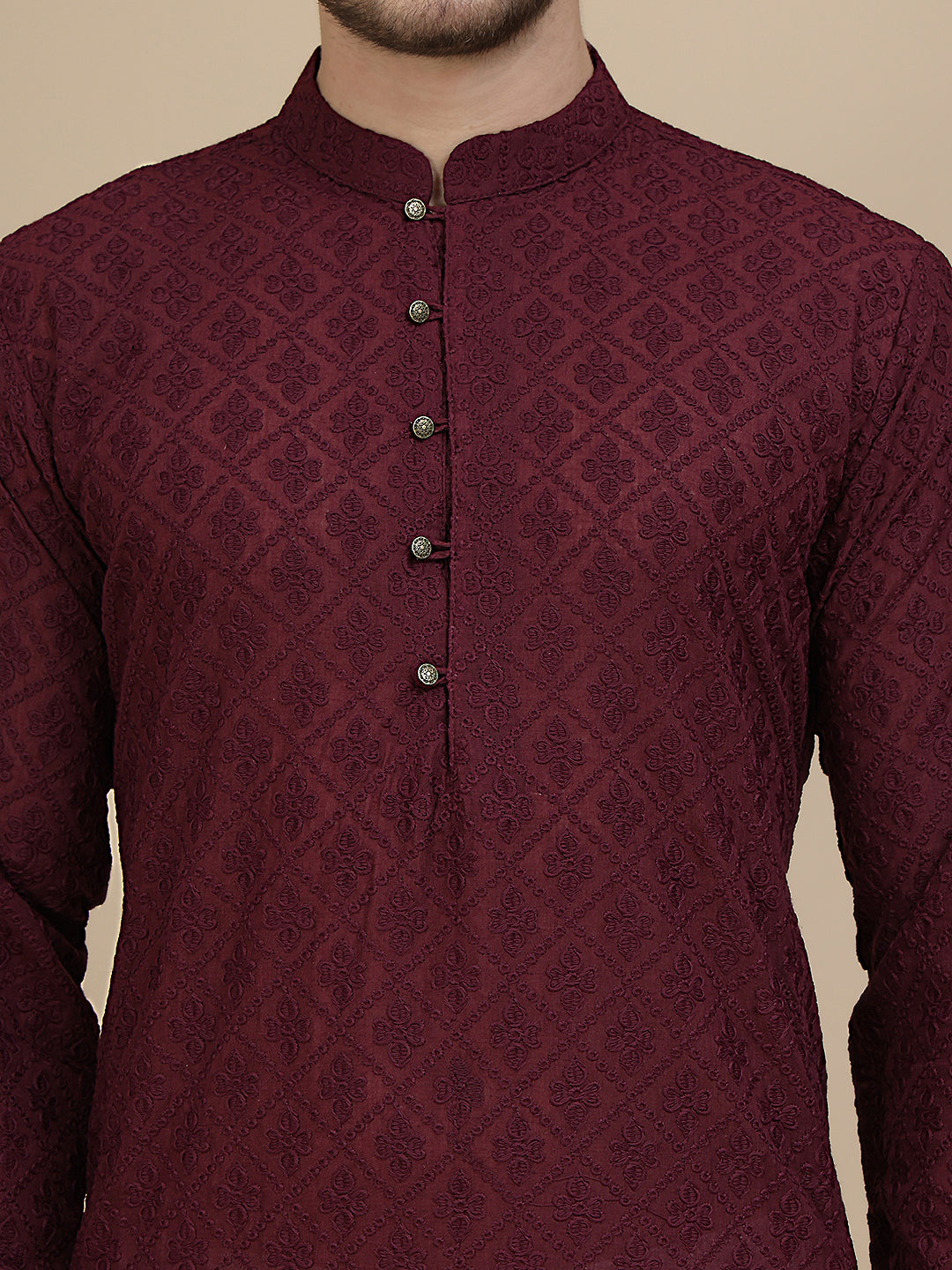 Embroidered Cotton Kurta with Pyjama ( JOKP P 5099 Purple )