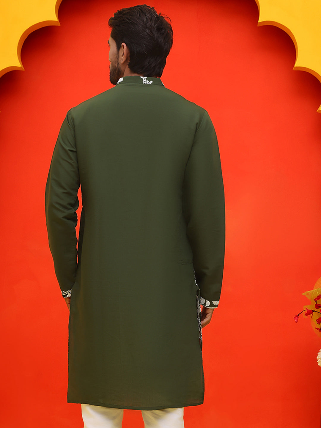 Embroidered Straight Kurtas ( KO 5137 Olive )