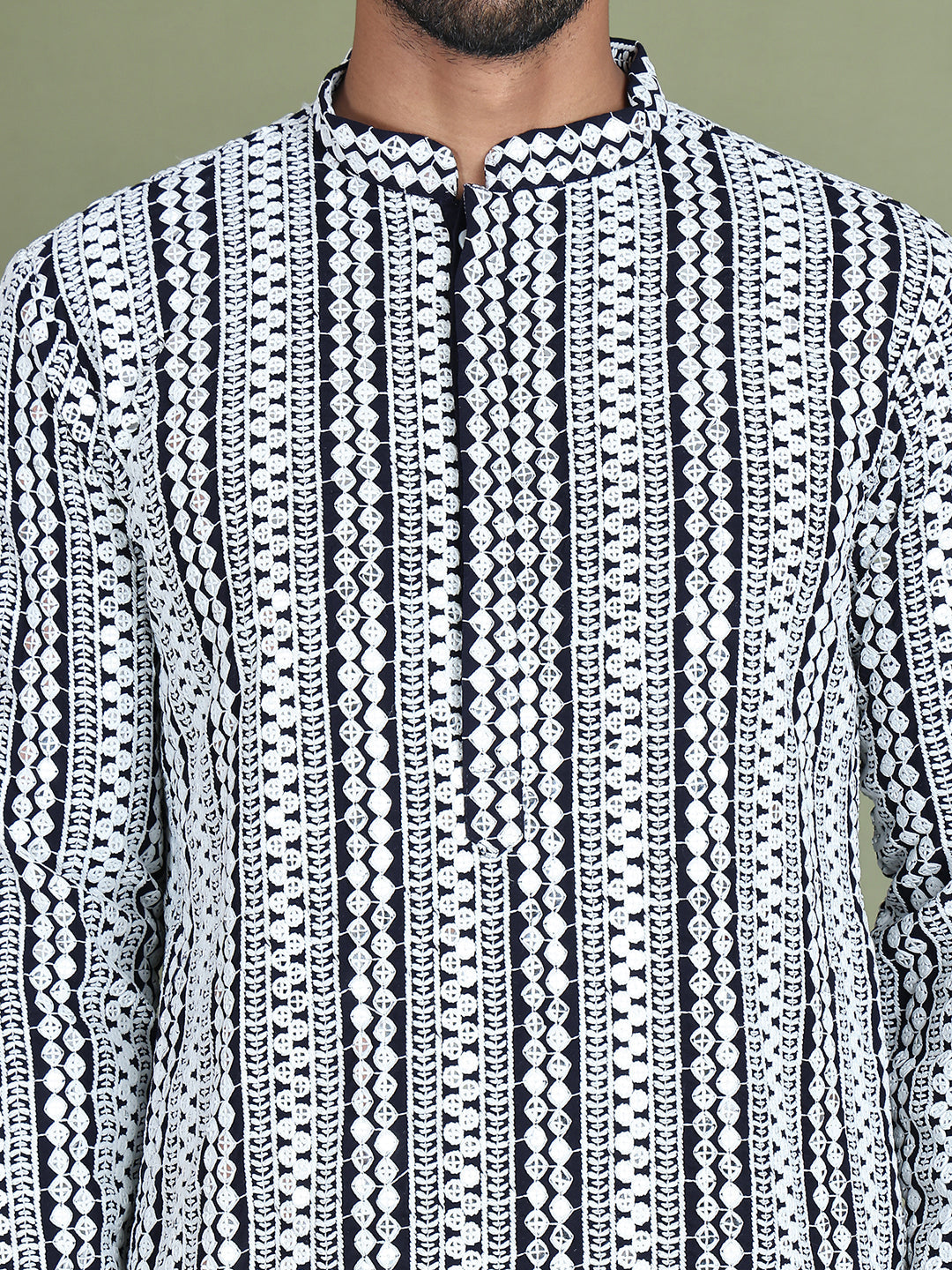 Embroidered and Mirror Work Kurta Pyjama Sets ( JOKP 5146Navy )