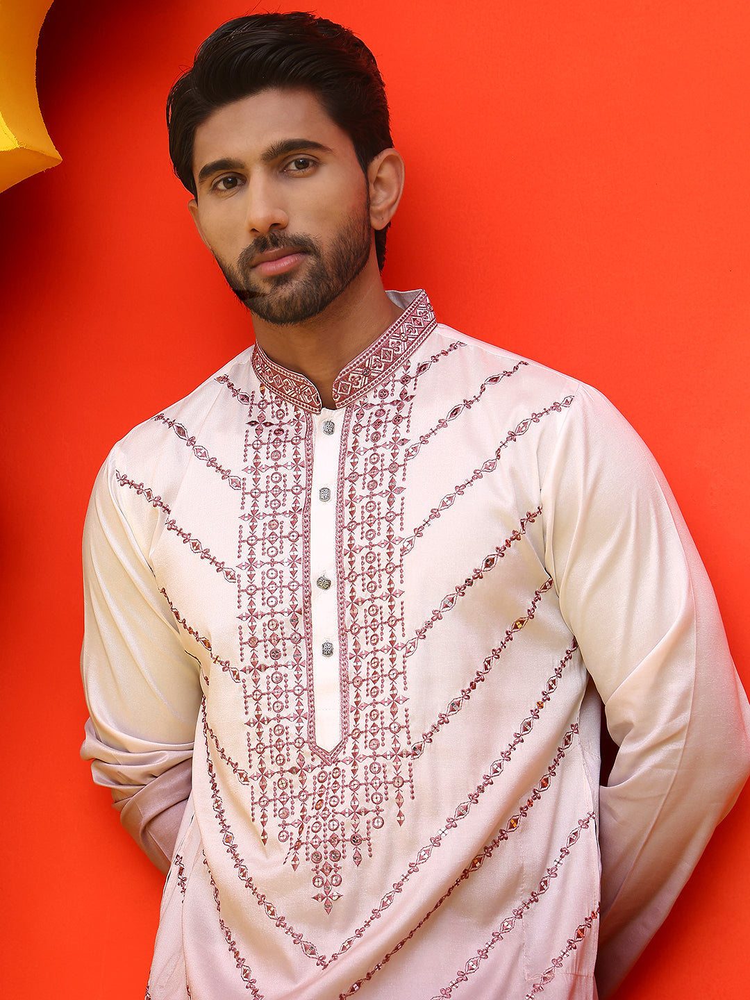 Ombre Printed & Embroidered Kurta Pyjama Set ( JOKP P 5224 Maroon )