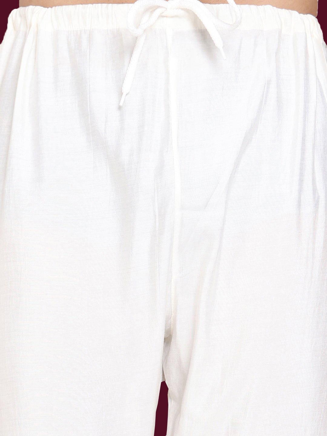 Silk Blend Floral Embroidered Kurta Pyjama Set ( JOKP P 5227White )