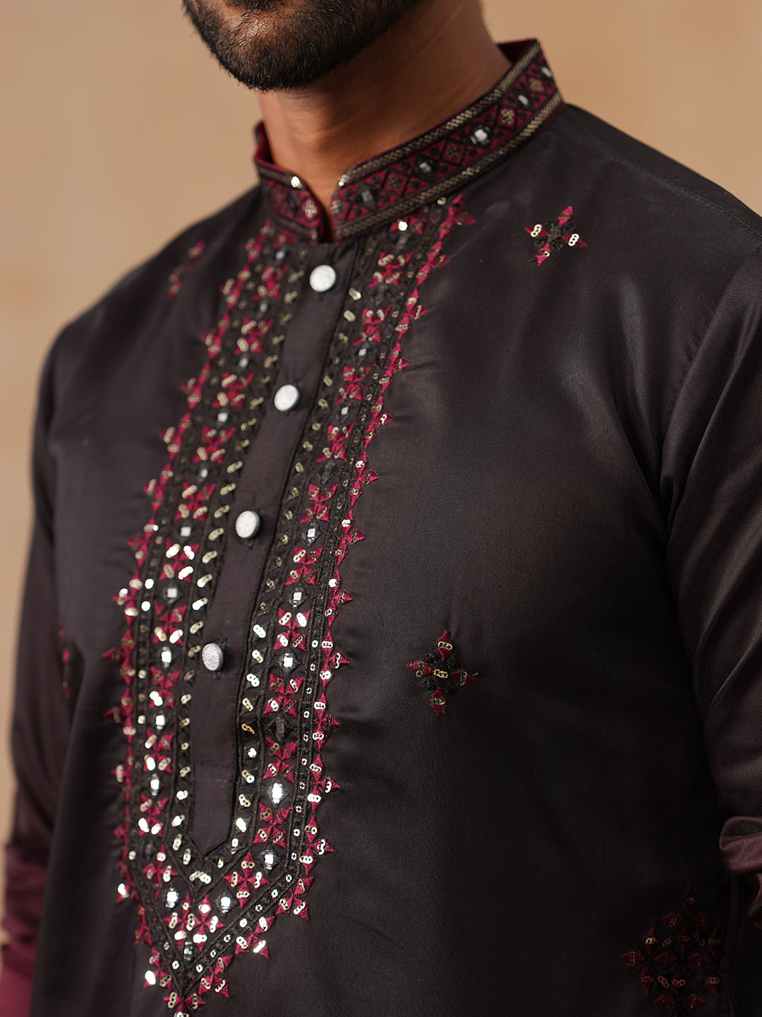 Men’s Ombre Kurtas ( KO 5291 Black )