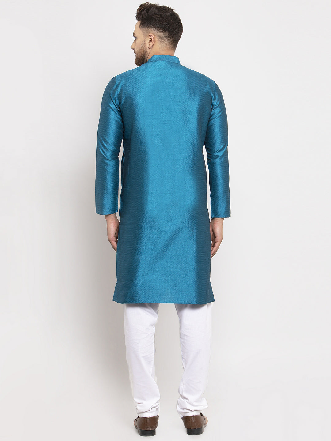 Jompers Men's Peacock Jacquard Kurta Payjama Sets ( JOKP 589Peacock )