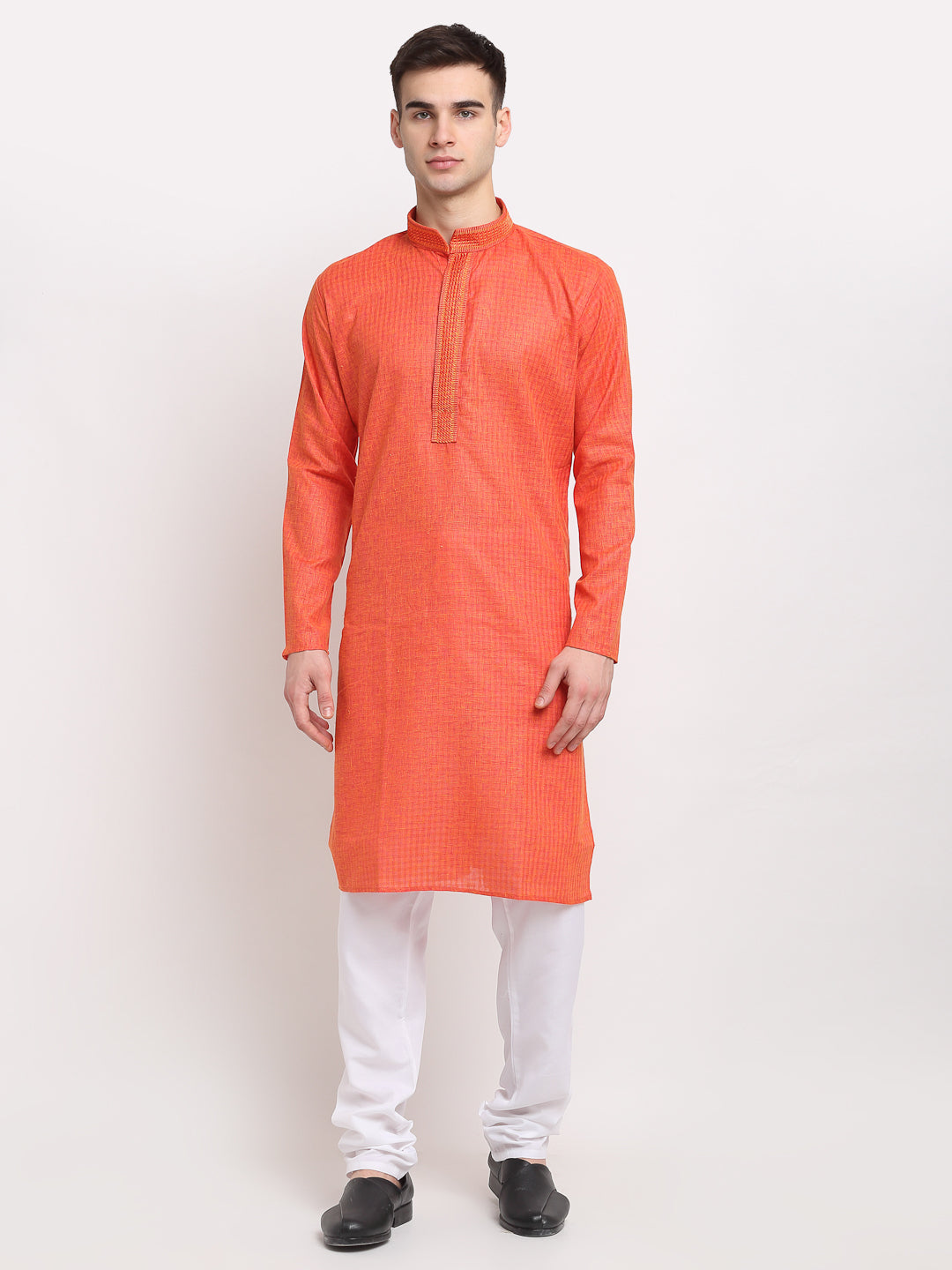 Jompers Men's D-Orange Woven Kurta Payjama Set ( JOKP 617Dark-Orange )