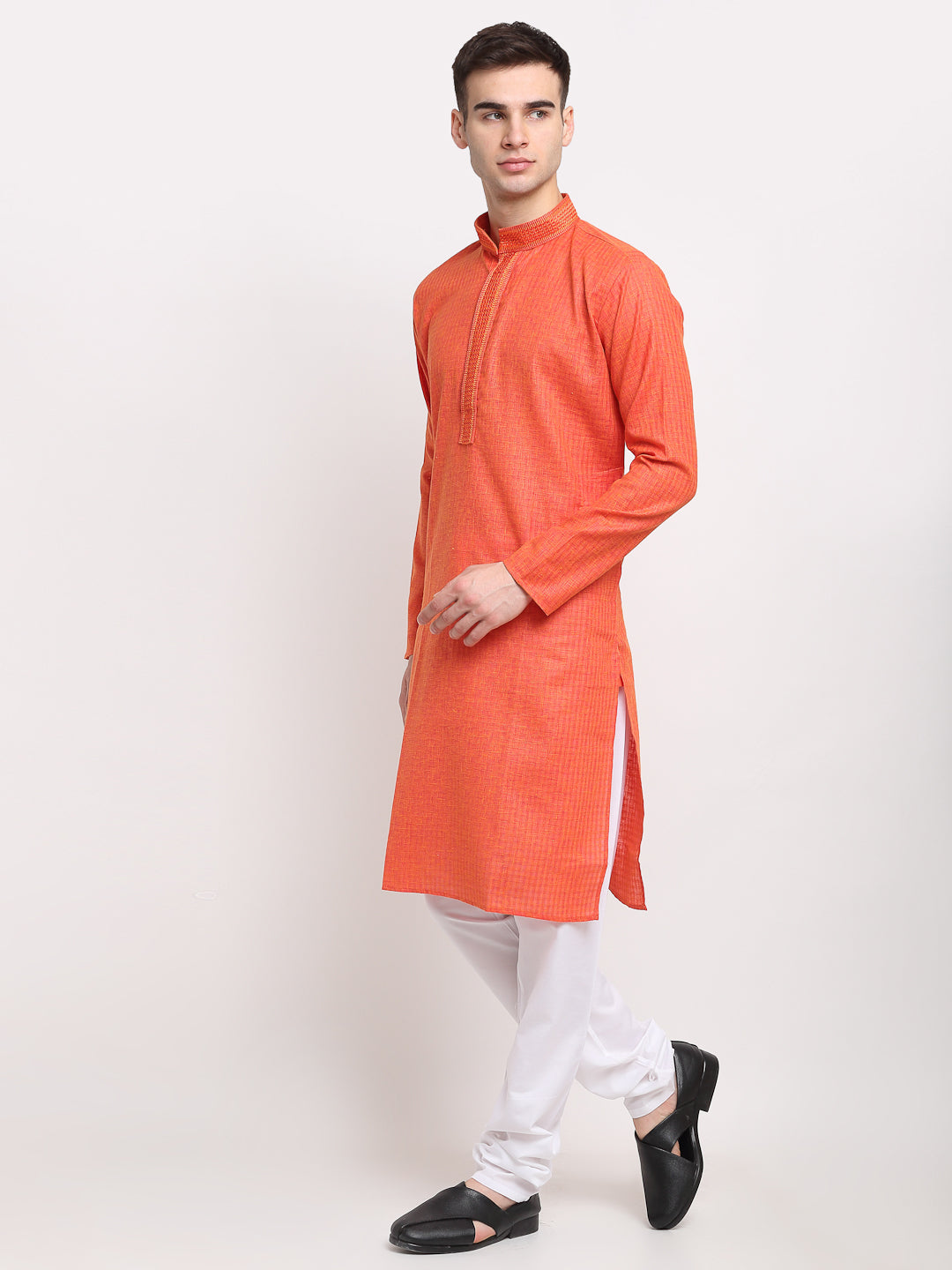 Jompers Men's D-Orange Woven Kurta Payjama Set ( JOKP 617Dark-Orange )