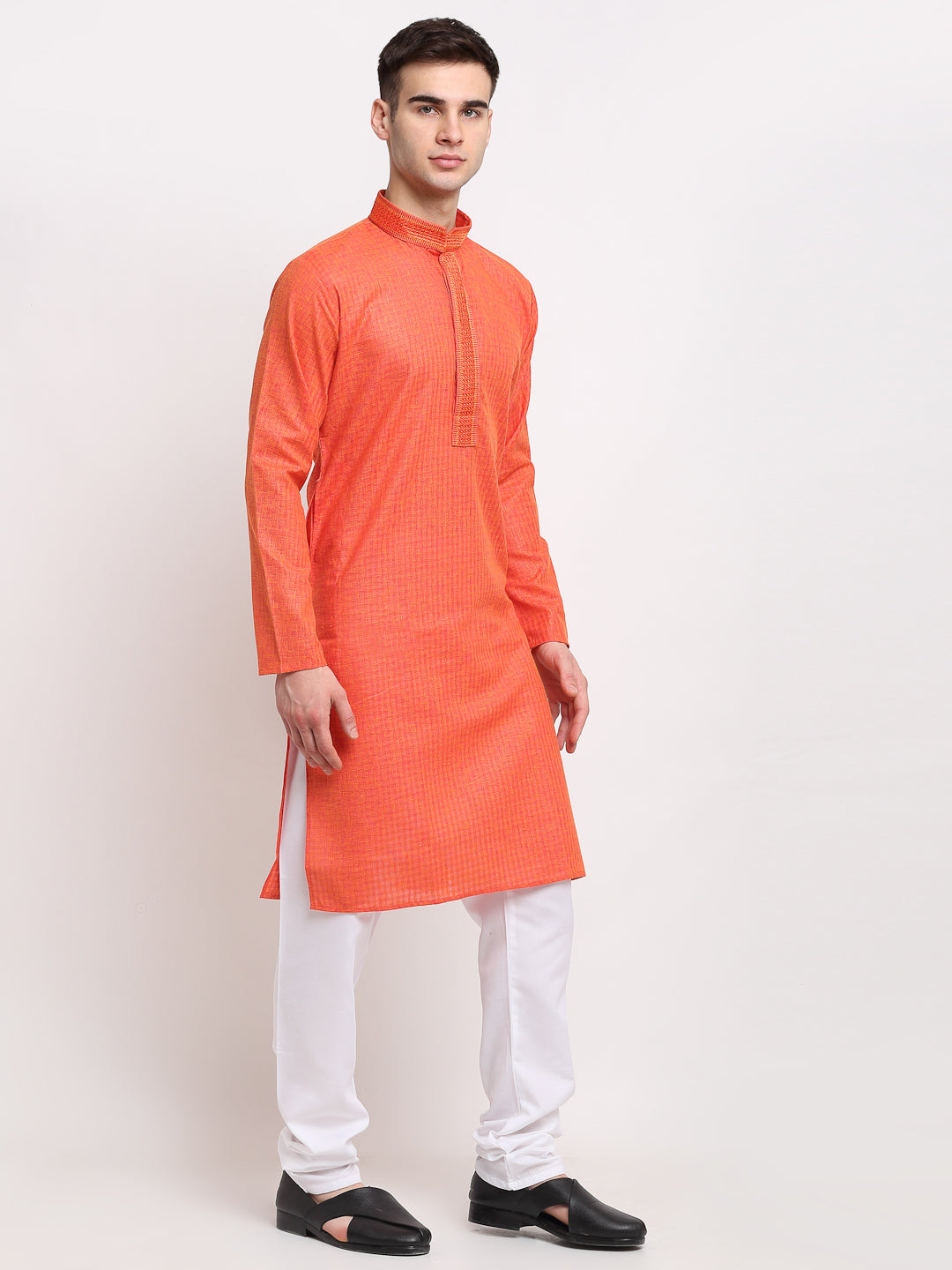 Jompers Men's D-Orange Woven Kurta Payjama Set ( JOKP 617Dark-Orange )