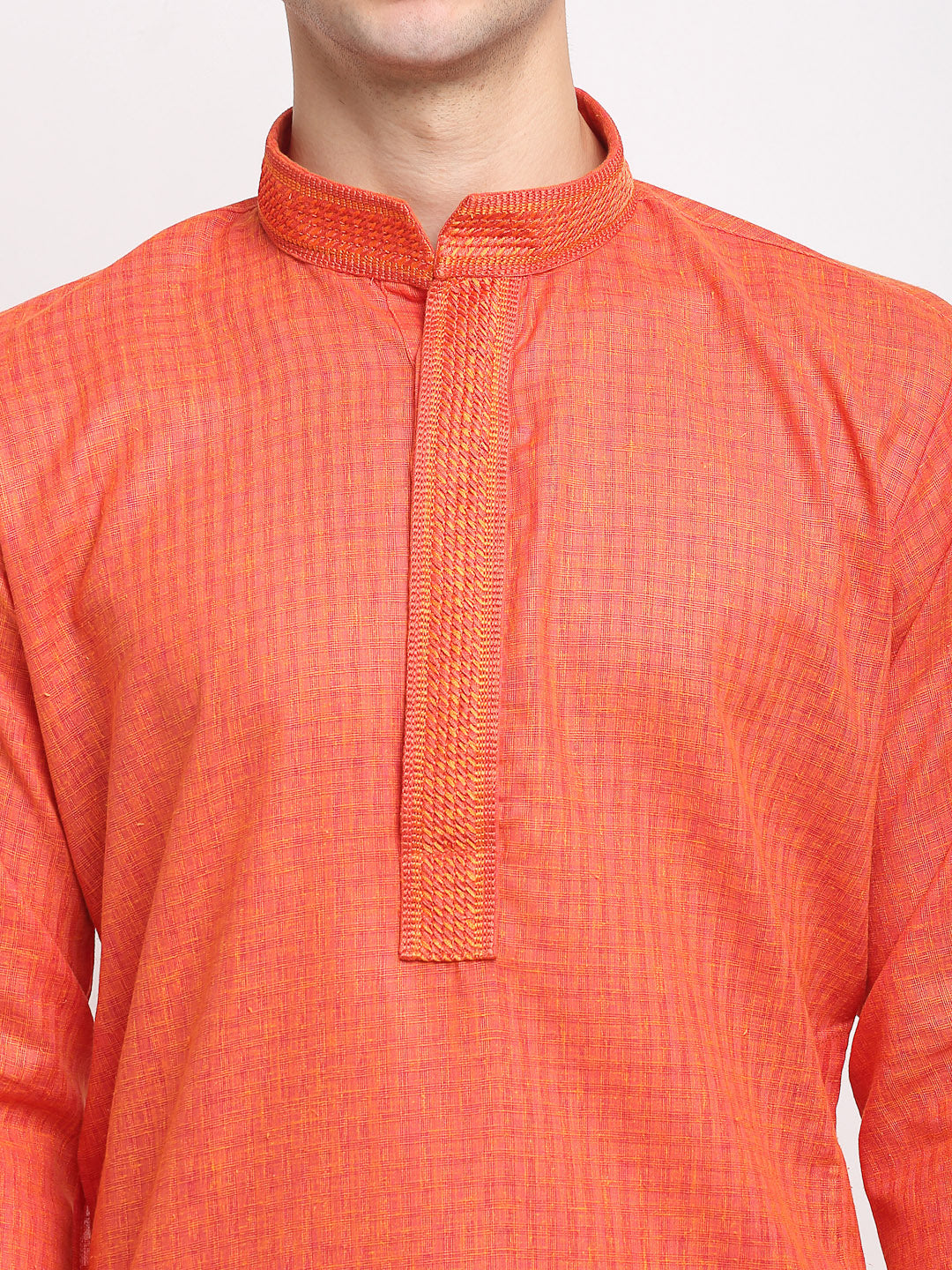 Jompers Men's D-Orange Woven Kurta Only ( KO 617Dark-Orange )