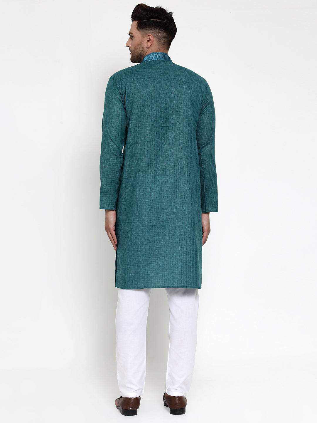 Jompers Men's Teal Woven Kurta Payjama Sets ( JOKP 617Teal )