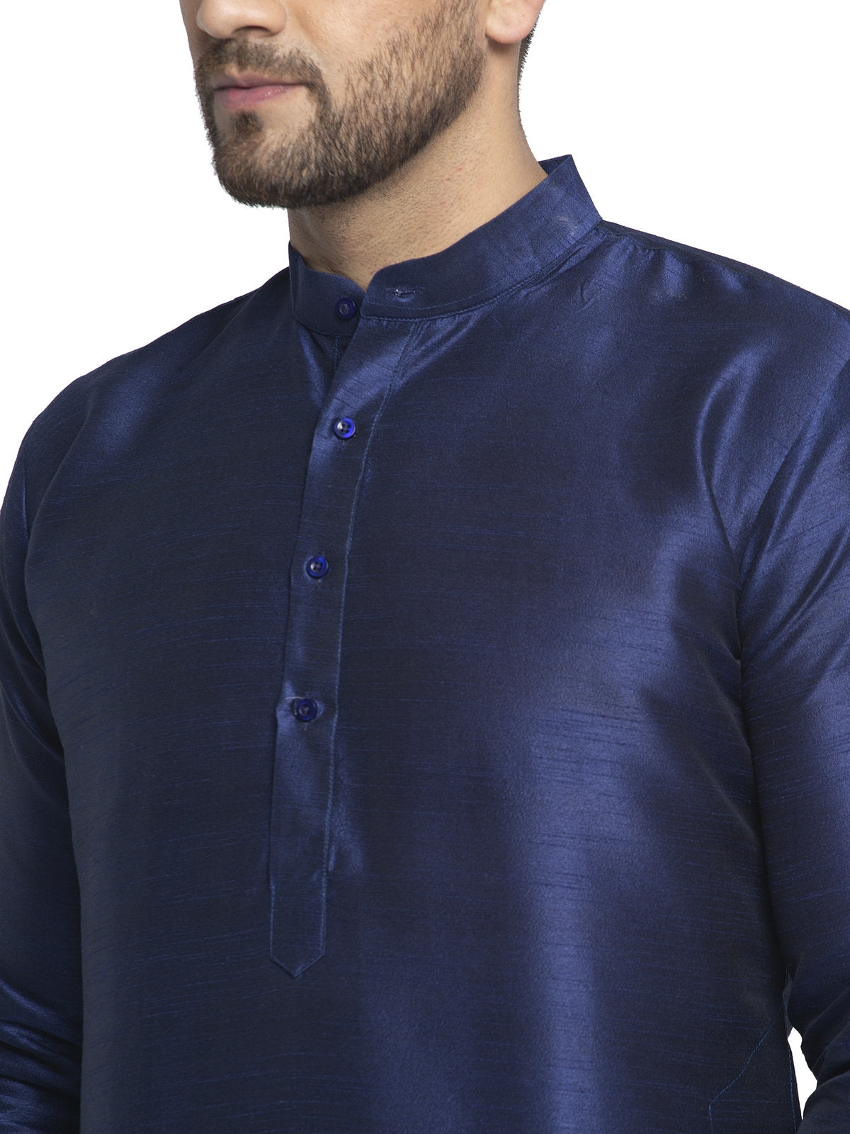 Jompers Men's Navy Solid Dupion Silk Kurta Only ( KO 636Navy )