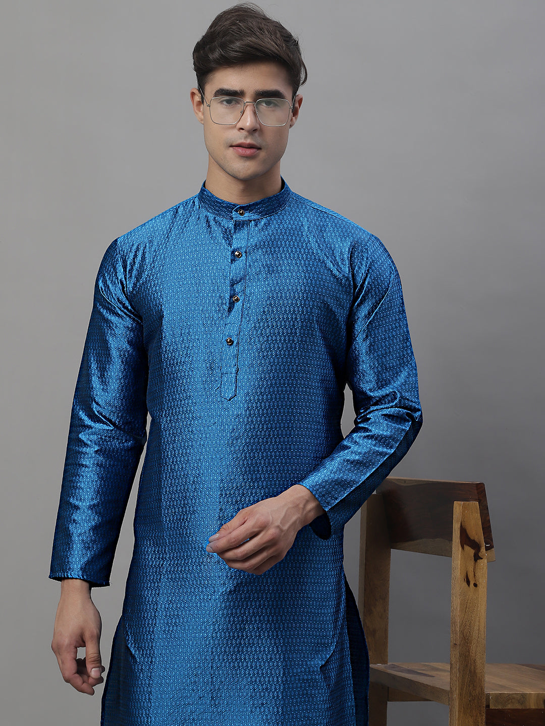 Jompers Men's Peacock Woven Kurta Only ( KO 637Peacock )