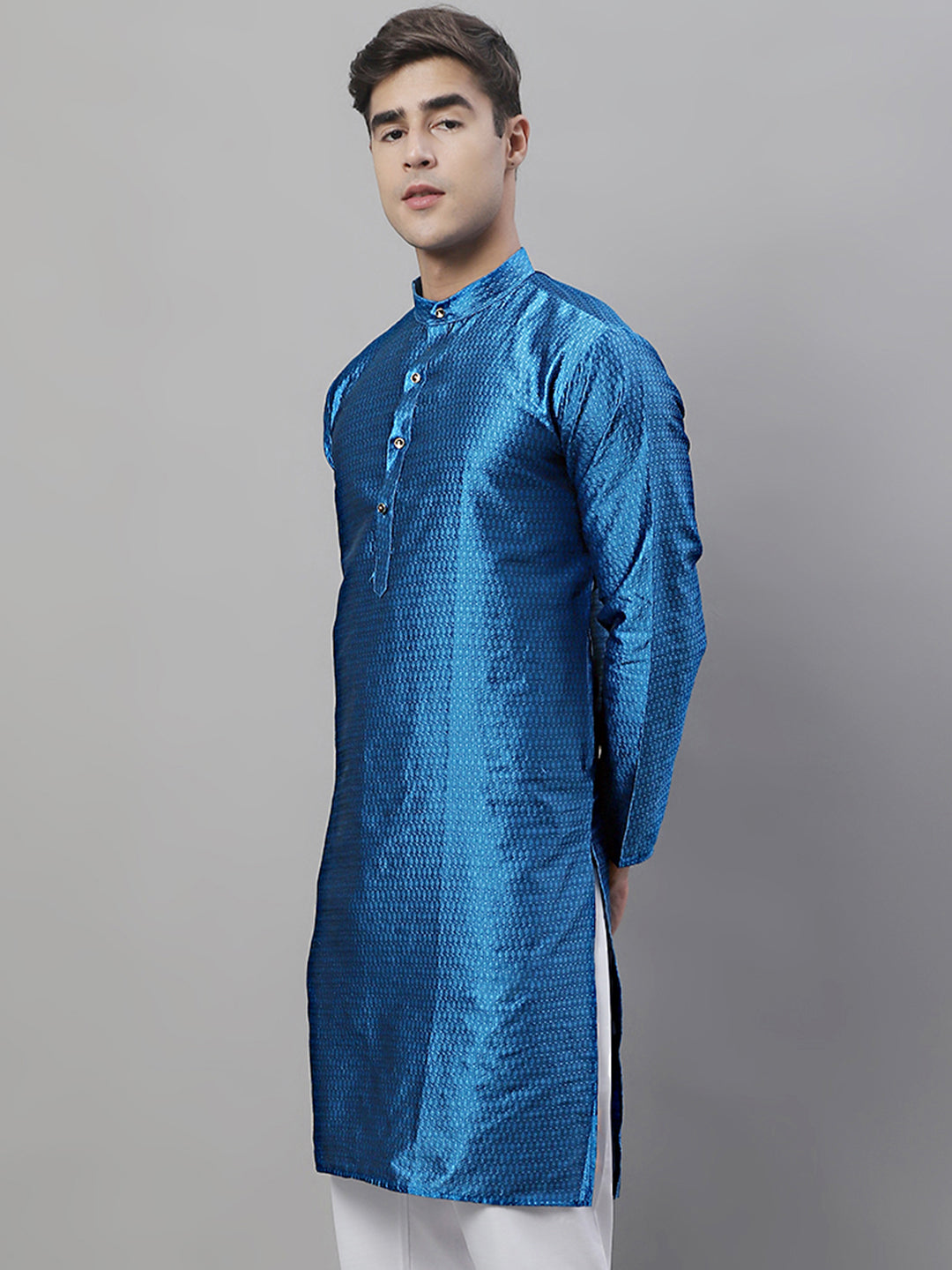 Jompers Men's Peacock Woven Kurta Only ( KO 637Peacock )