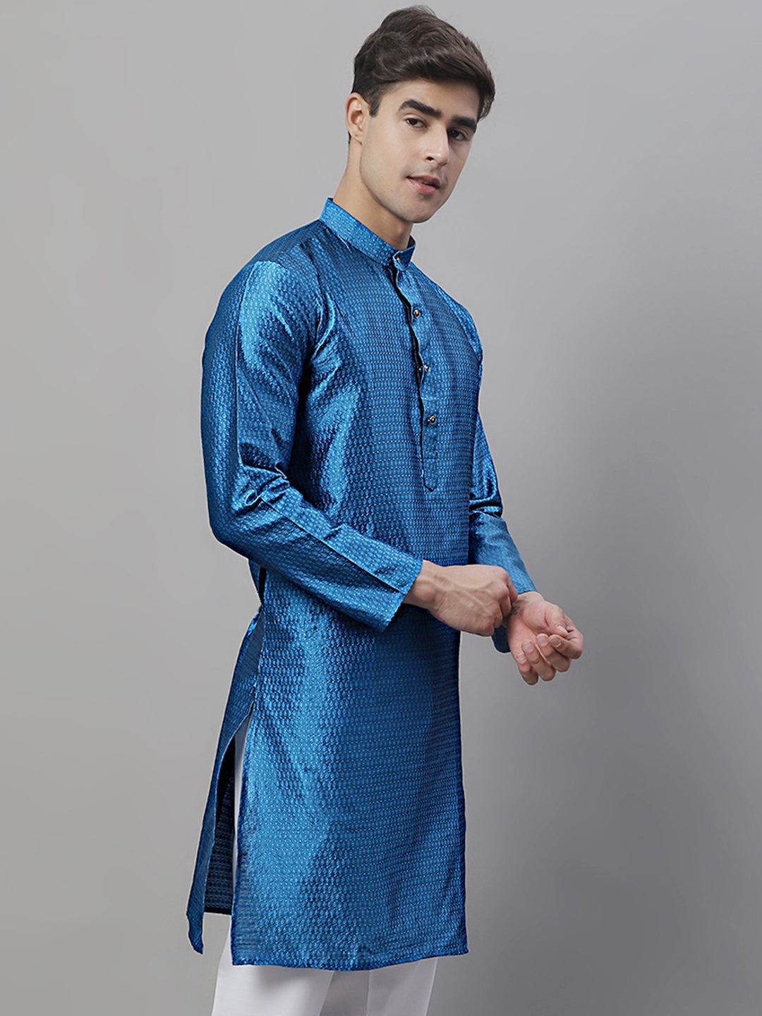 Jompers Men's Peacock Woven Kurta Only ( KO 637Peacock )