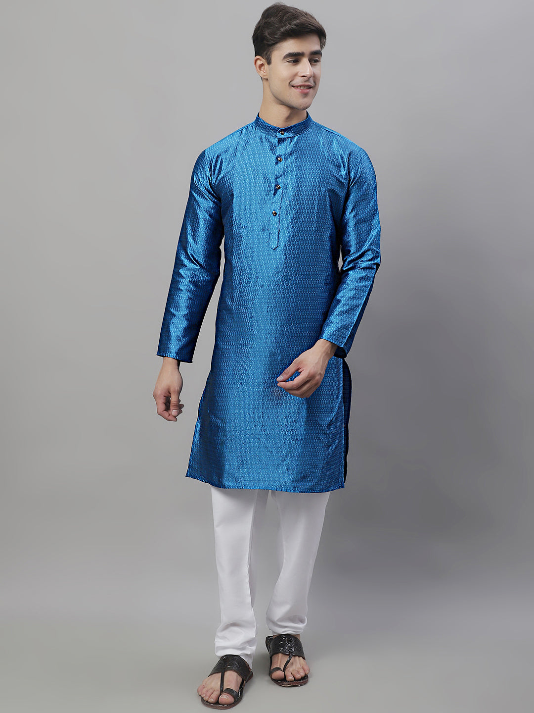 Jompers Men's Peacock Woven Kurta Only ( KO 637Peacock )