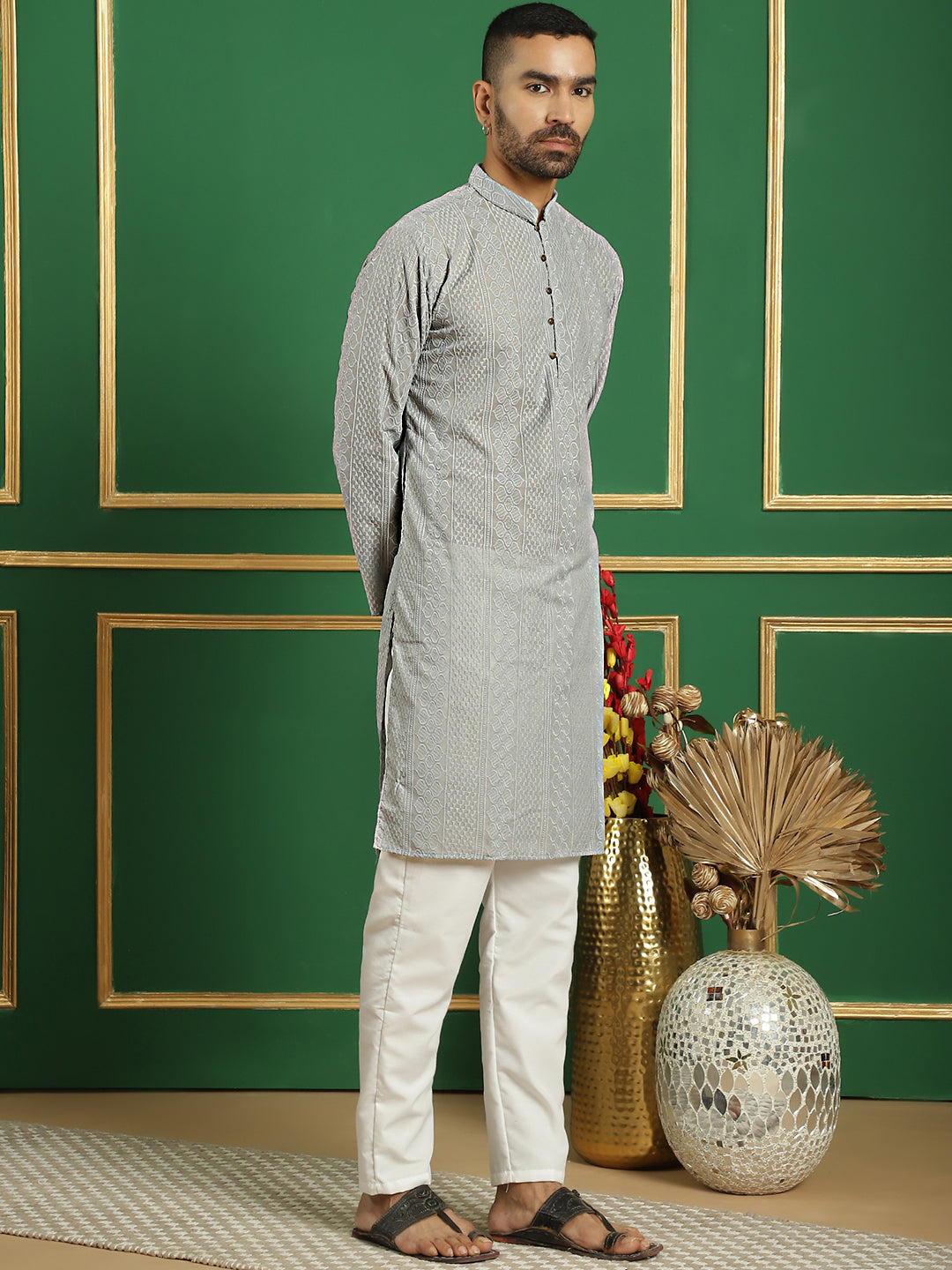Chikankari Cotton Kurta with Churidar