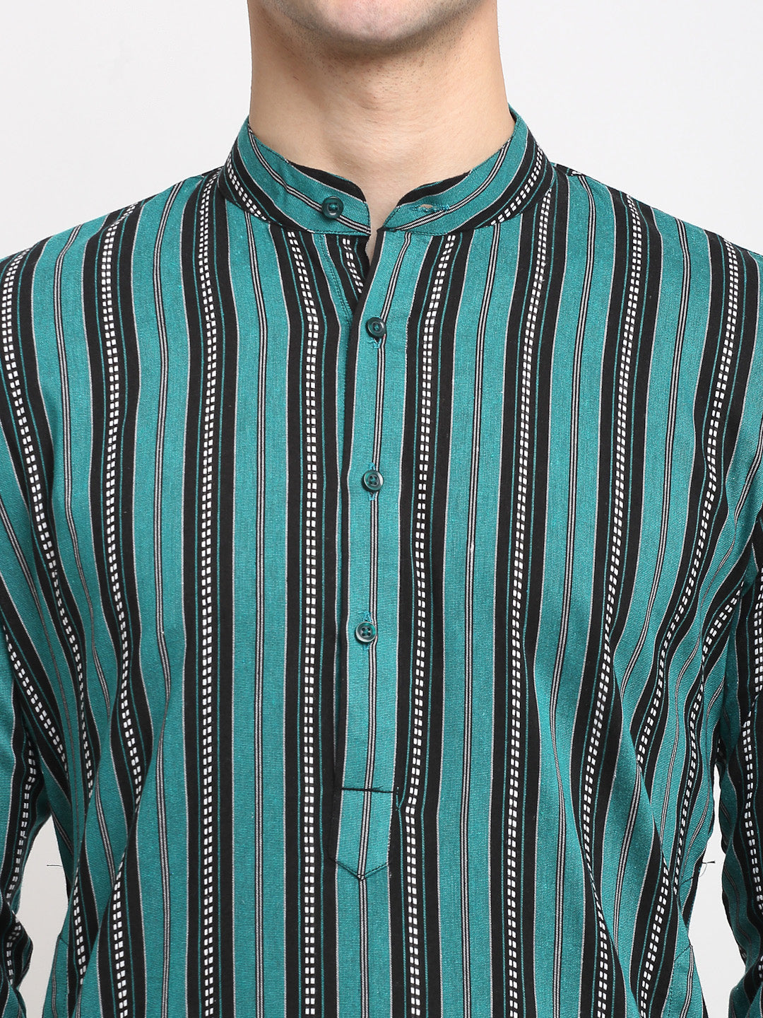 Jompers Men's Green Cotton Striped Kurta Payjama Sets ( JOKP 643Green )