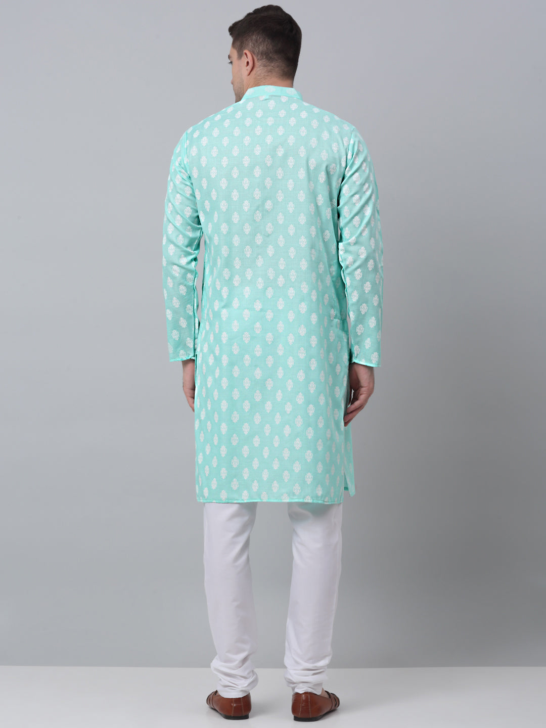 Jompers Men's Green Cotton Floral printed kurta Pyjama Set ( JOKP 650Green )