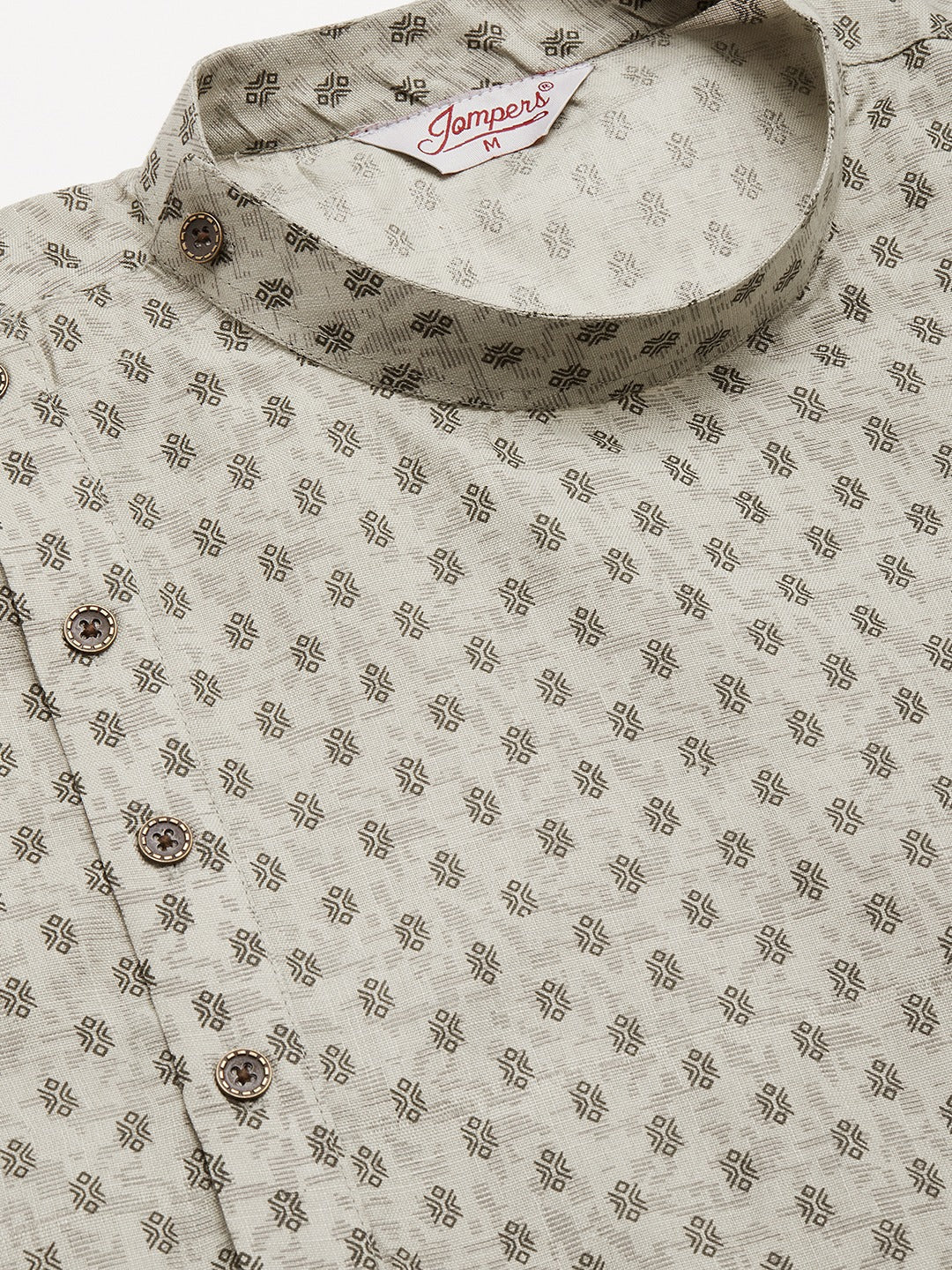 Jompers Men's Grey Cotton printed kurta Only ( KO 652Grey )