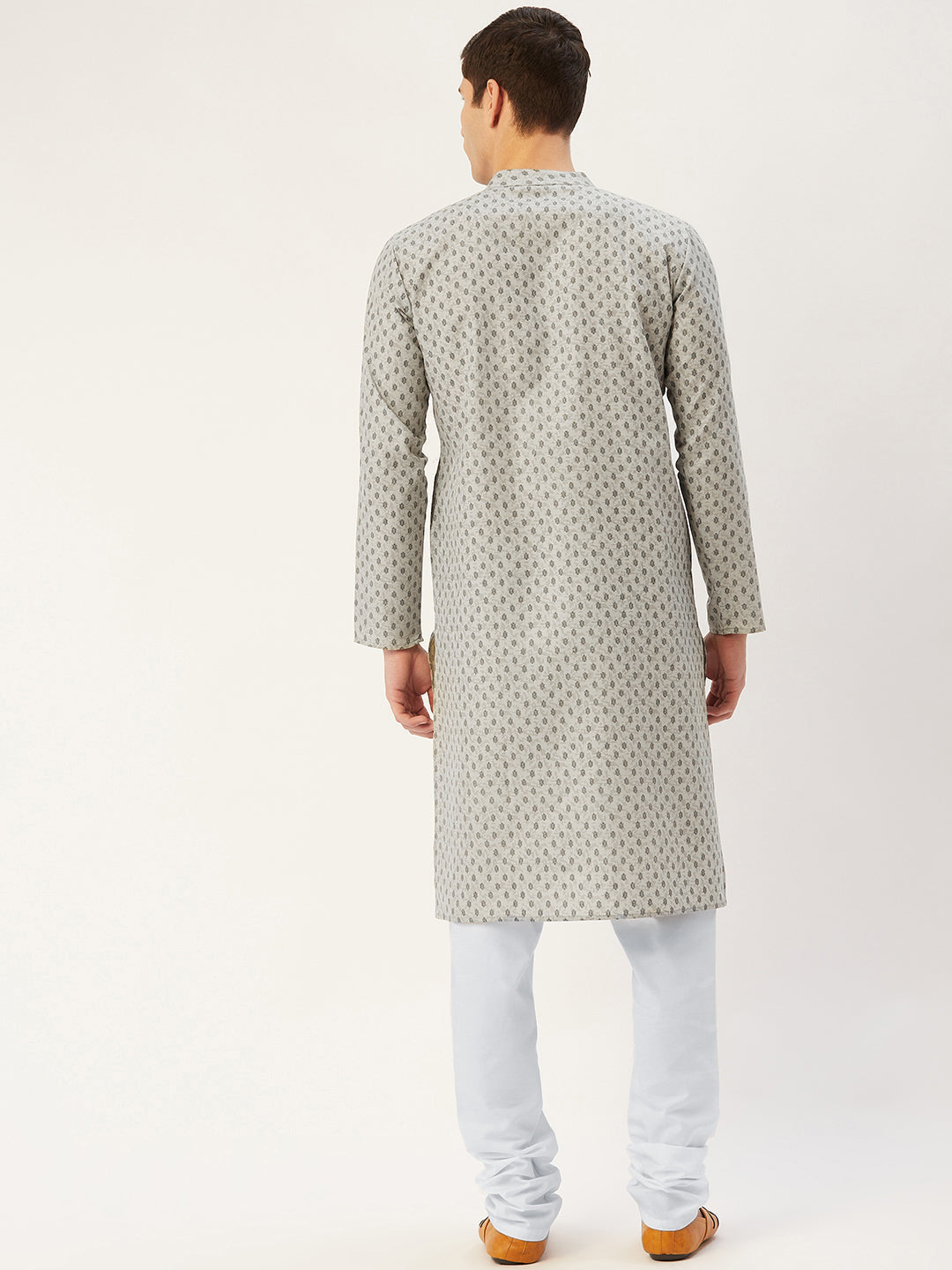 Jompers Men's Grey Cotton printed kurta Only ( KO 652Grey )