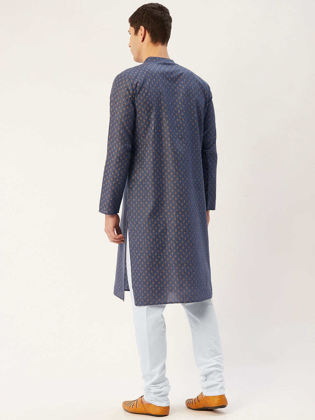 Jompers Men's Navy Cotton printed kurta Pyjama Set ( JOKP 652Navy )