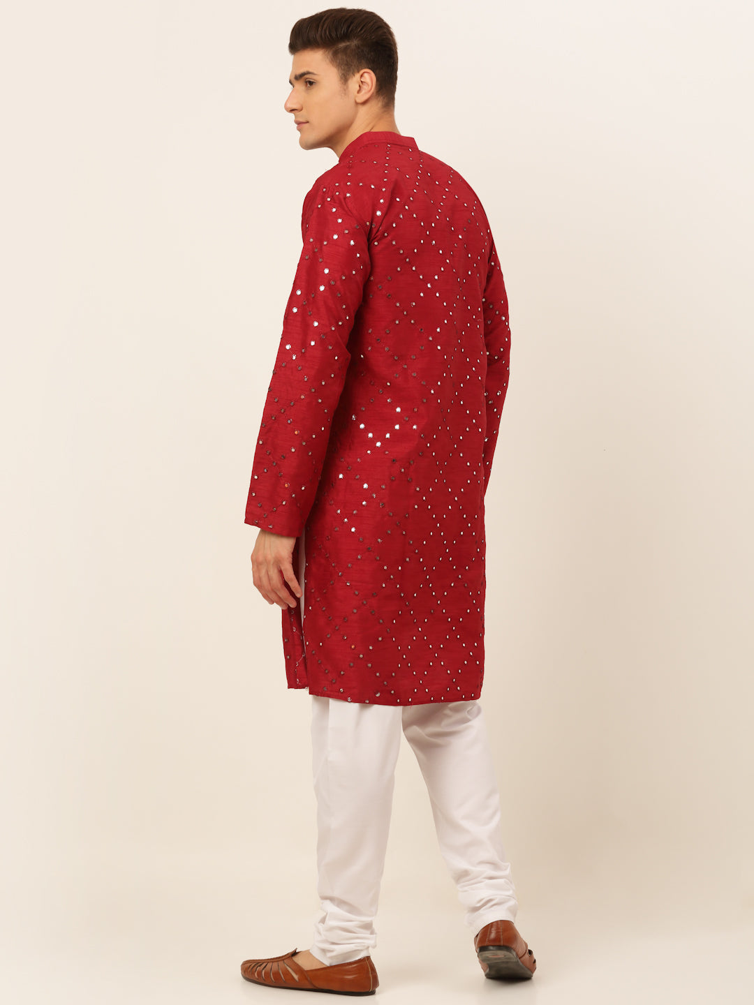 Maroon Mirror Work Kurta Pyjama (JOKP 659 Maroon )