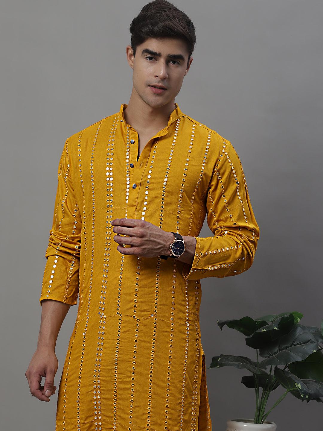 Men's Embroidered Mirror Work Kurtas