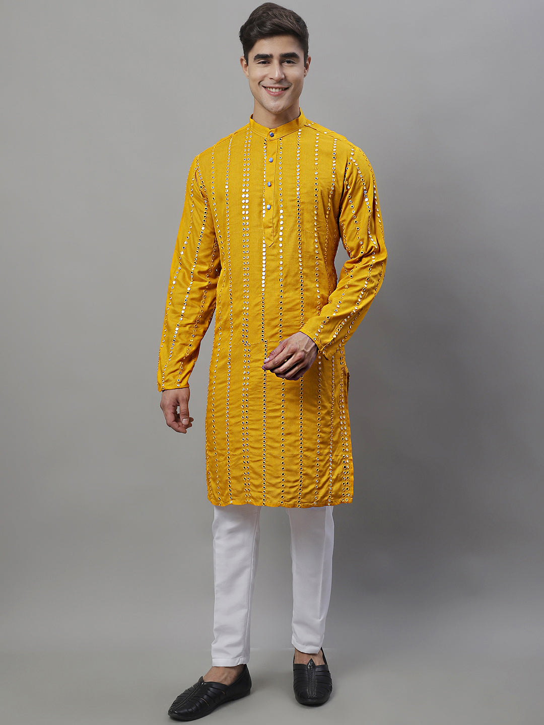 Men's Embroidered Mirror Work Kurtas