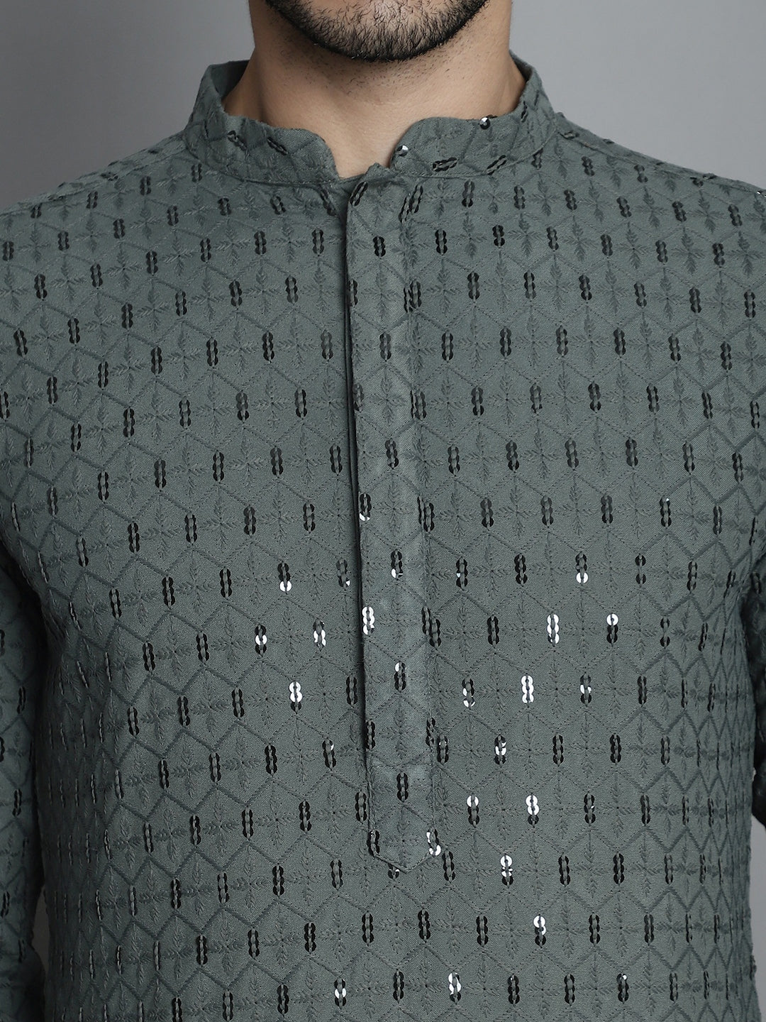 Men's Chikankari Embroidered and Sequence Kurta with Pyjama