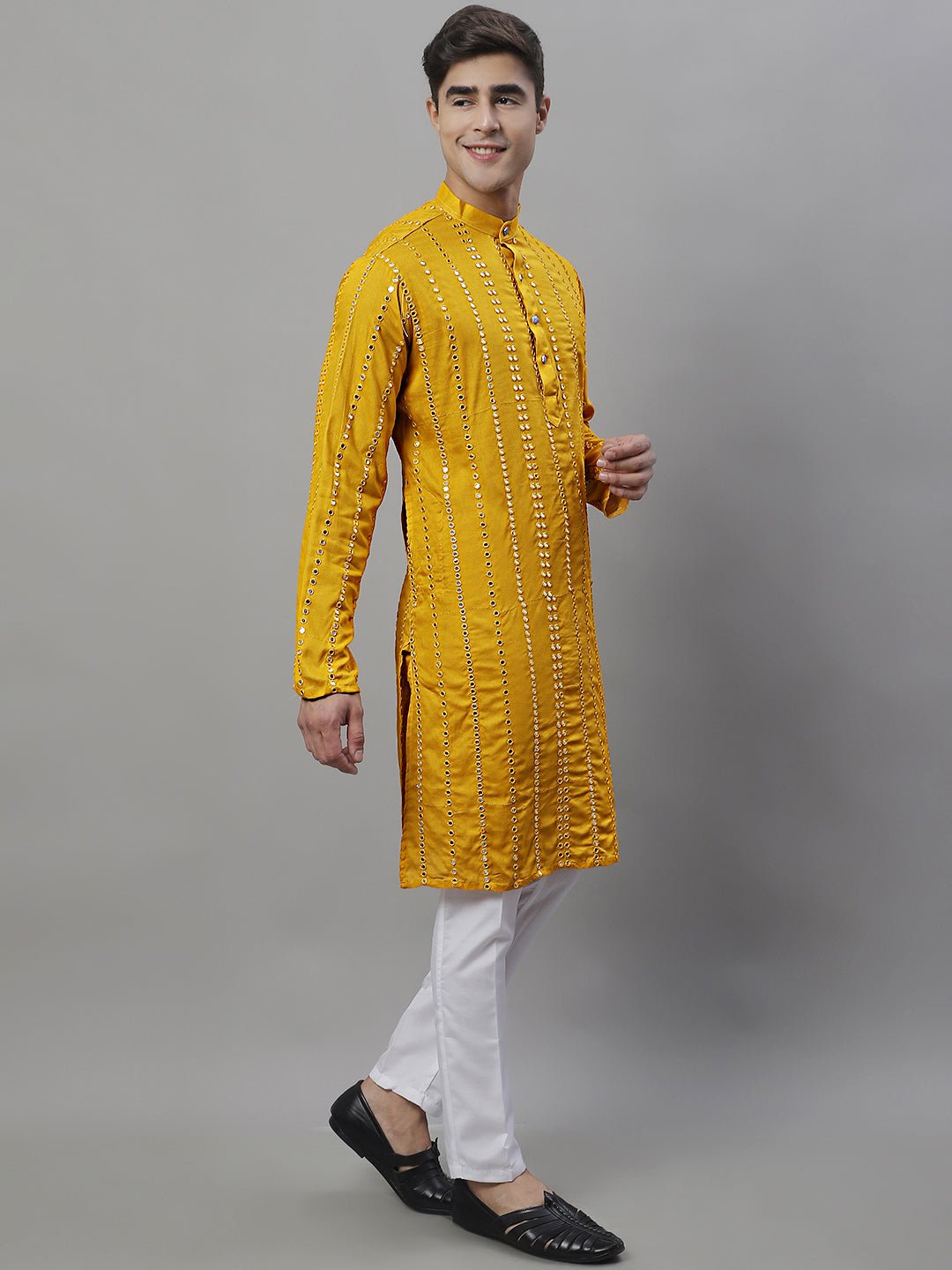 Men's Embroidered Mirror Work Kurta Payjama Sets