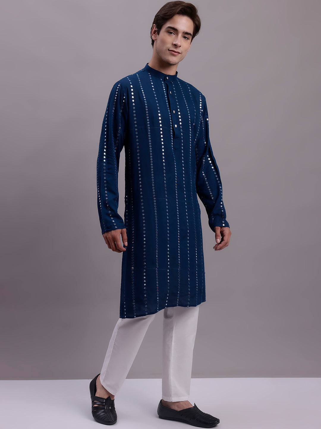 Men's Embroidered Mirror Work Kurta Payjama Sets