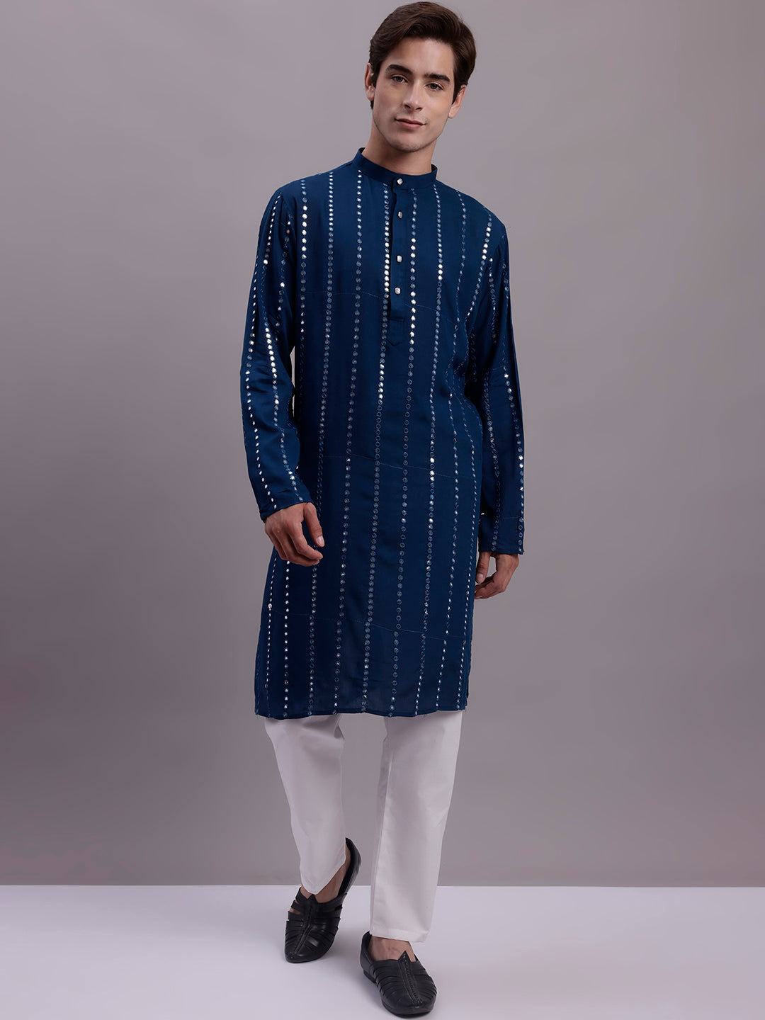 Men's Embroidered Mirror Work Kurta Payjama Sets