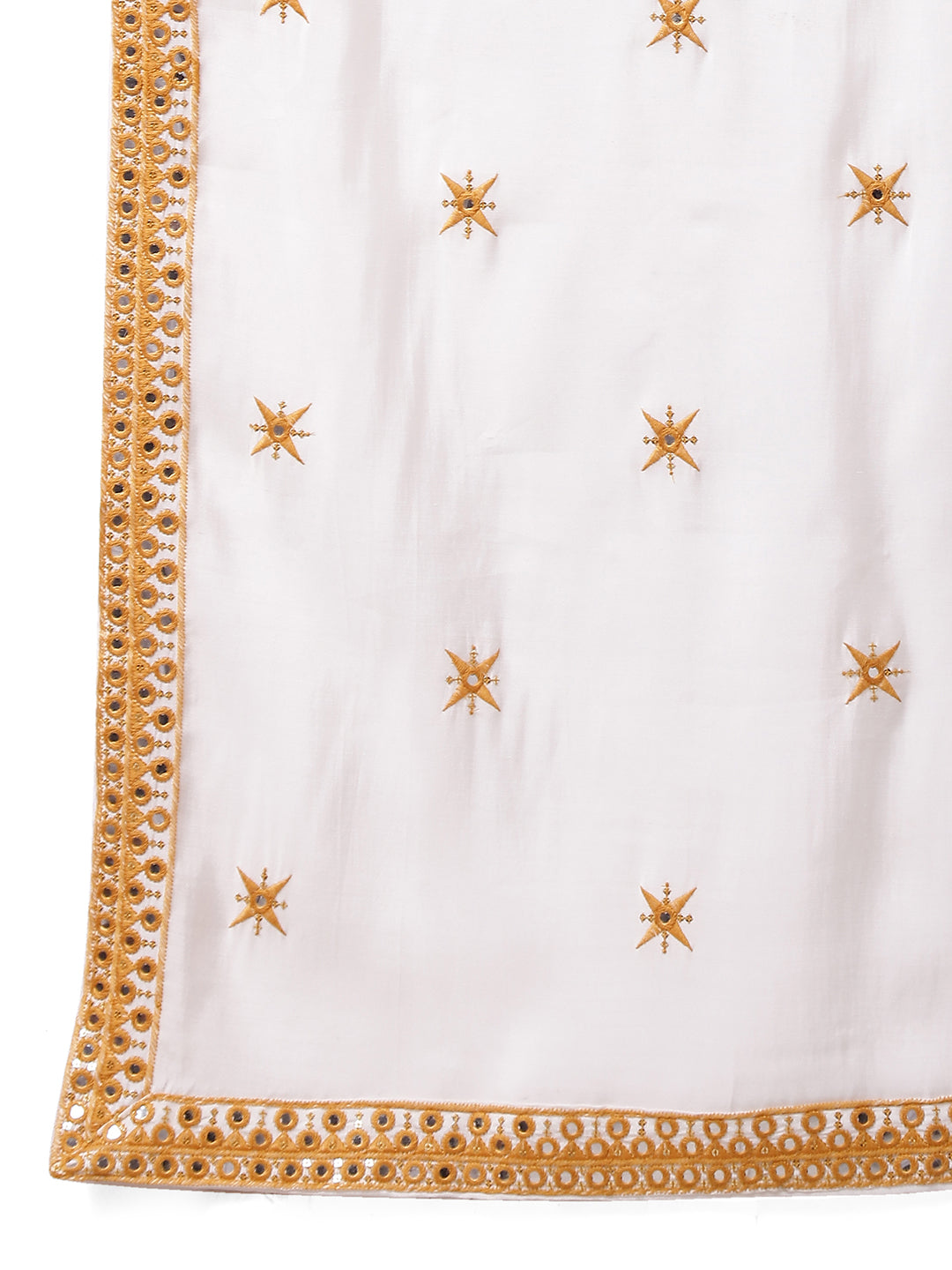Embroidered Mustard Silk Blend Kurta Salwar and Dupatta Set for Men