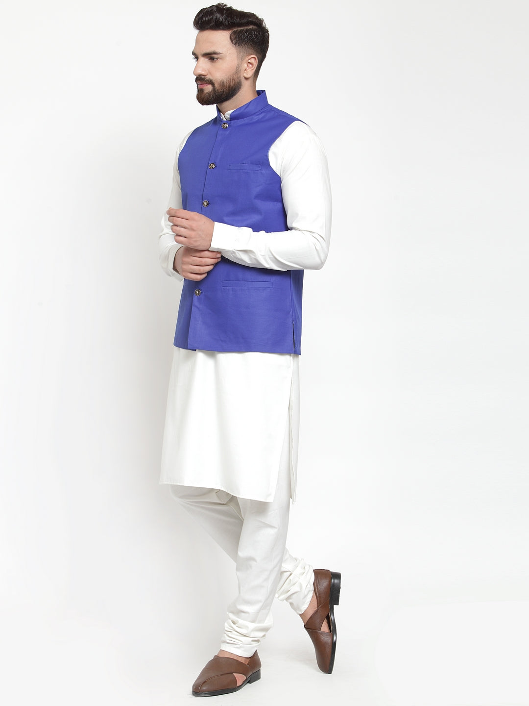Jompers Men's Solid Kurta Pajama with Solid Waistcoat ( JOKP WC 4051Royal )