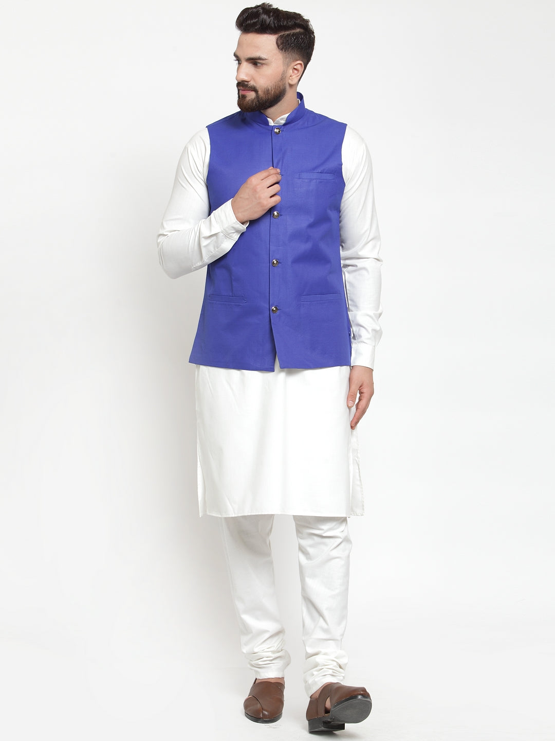 Jompers Men's Solid Kurta Pajama with Solid Waistcoat ( JOKP WC 4051Royal )